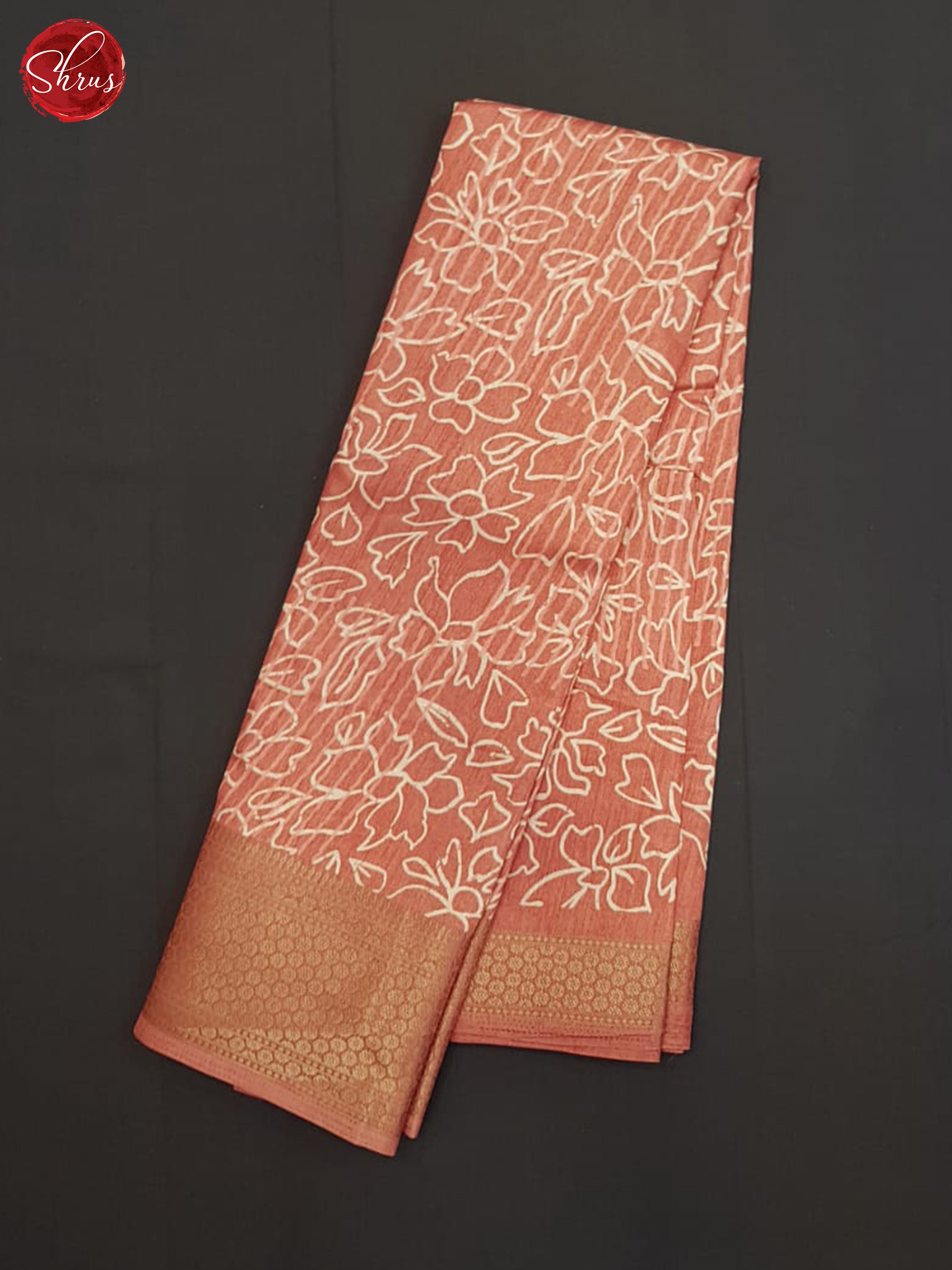 Orangeish Pink - Semi Crepe Saree - Shop on ShrusEternity.com