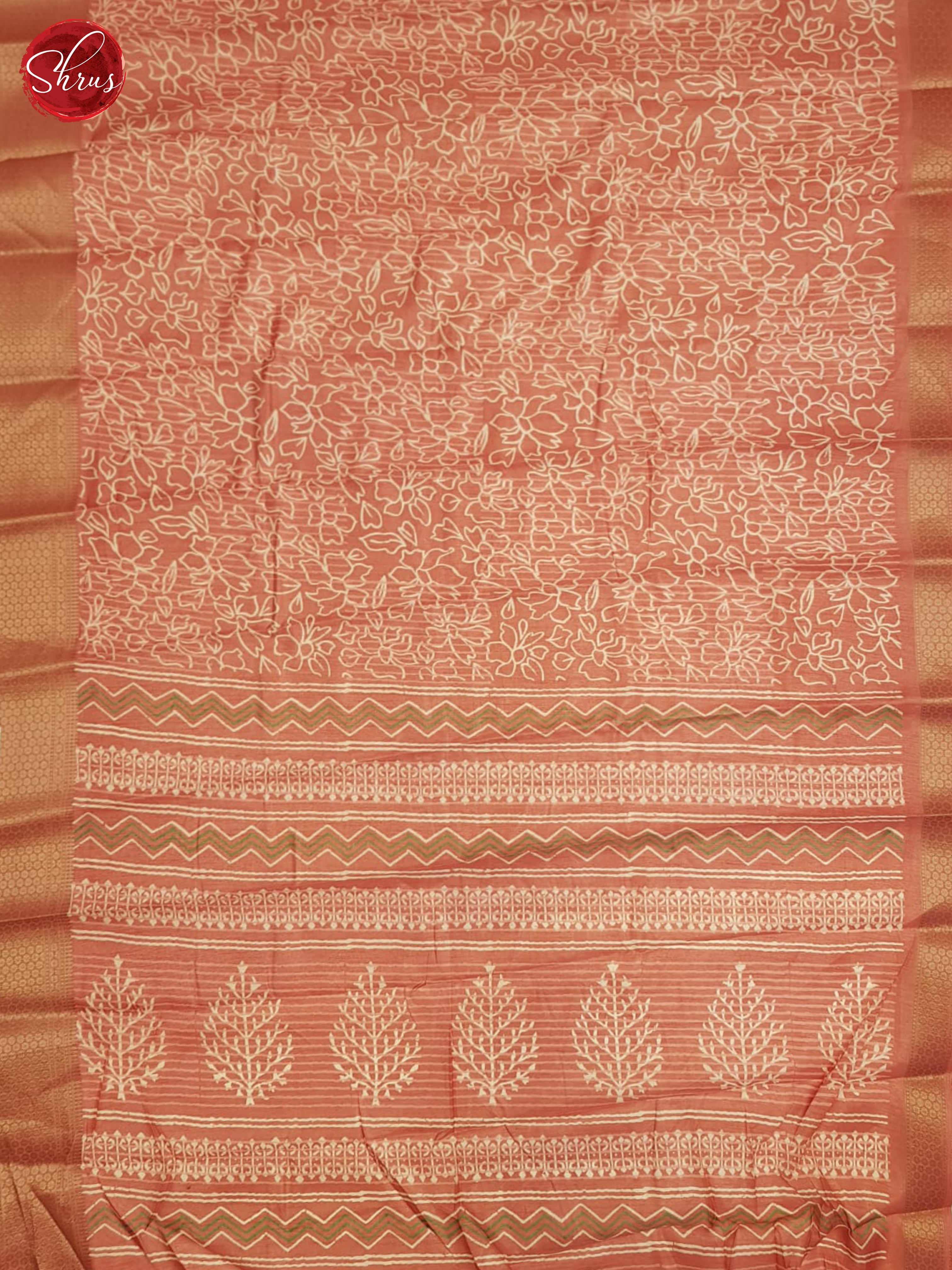 Orangeish Pink - Semi Crepe Saree - Shop on ShrusEternity.com