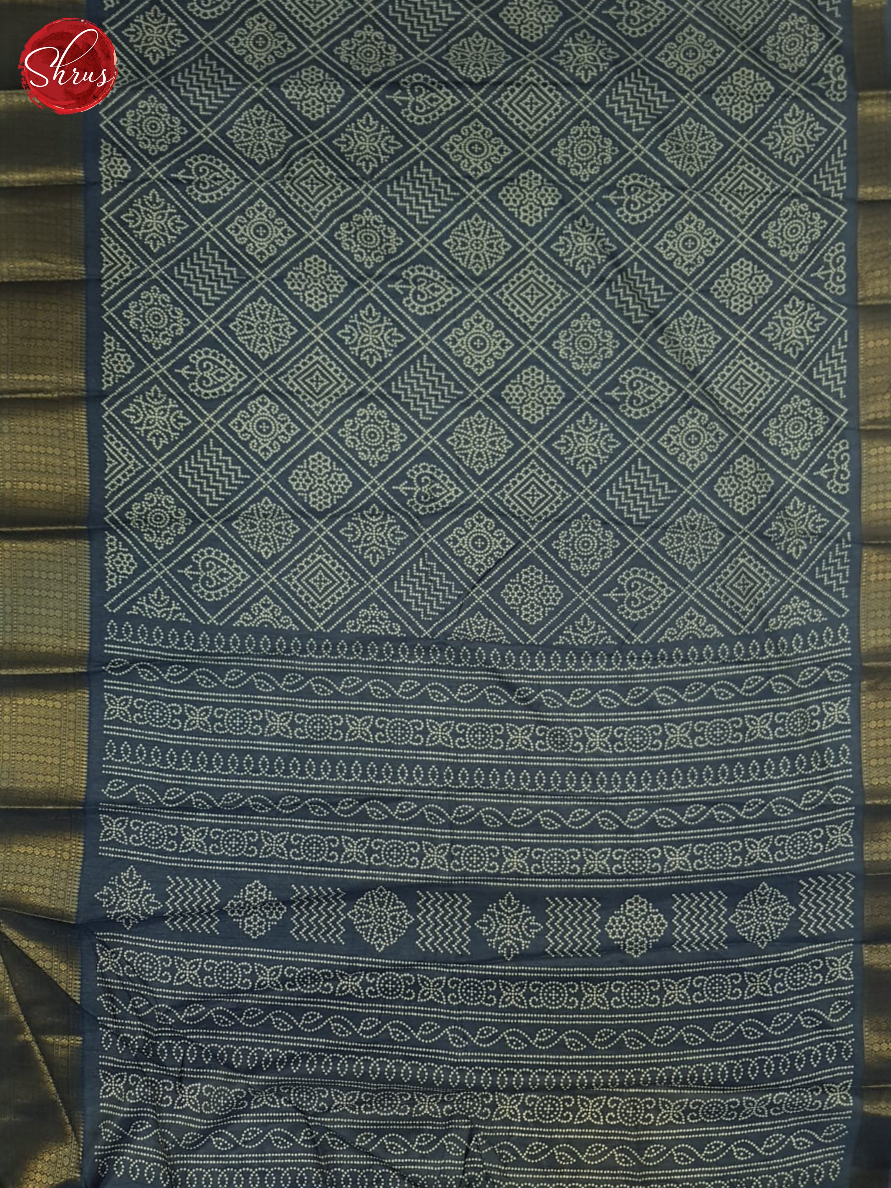 Bluish Grey(Single Tone) - Semi Crepe Saree - Shop on ShrusEternity.com