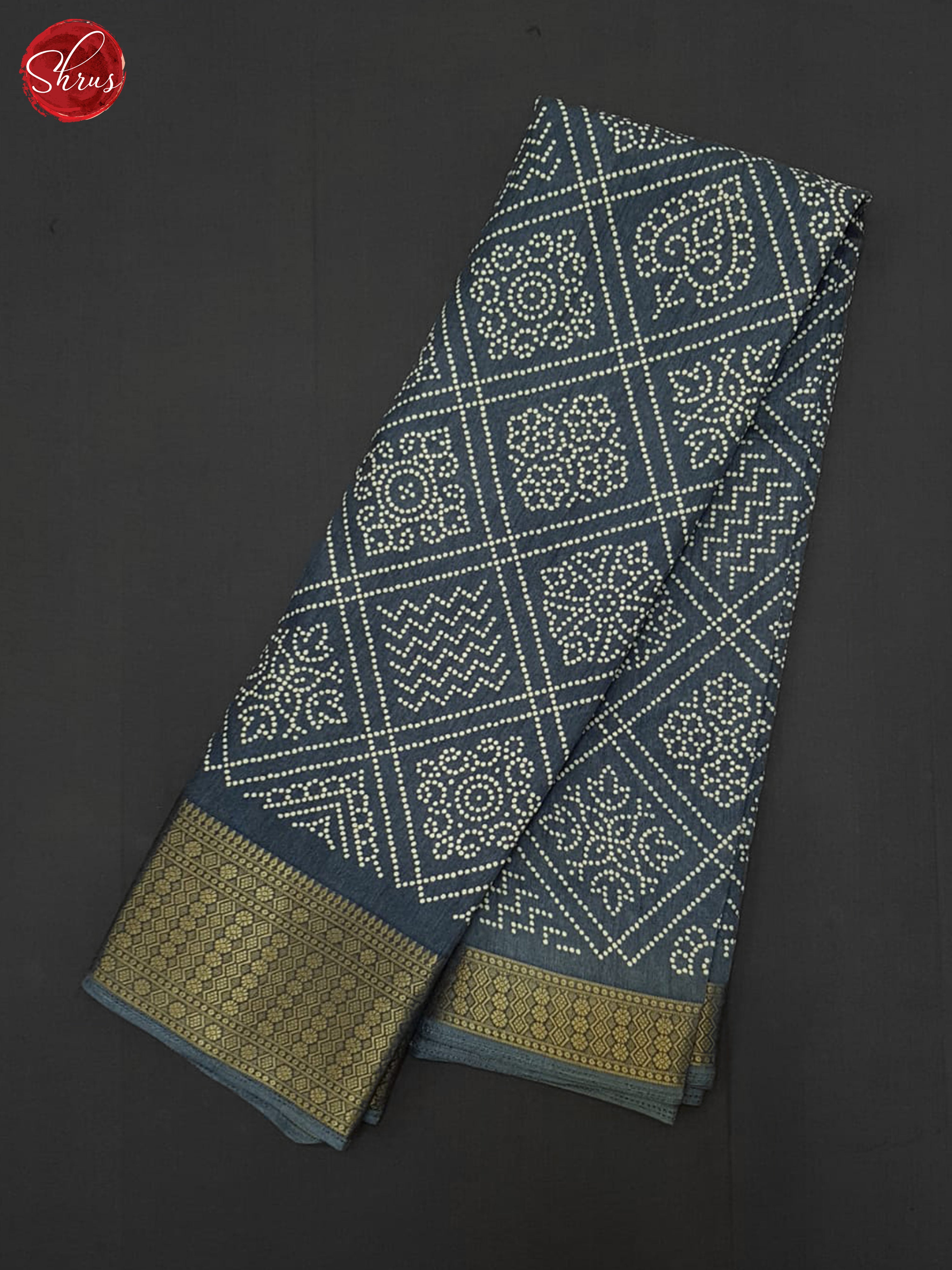 Bluish Grey(Single Tone) - Semi Crepe Saree - Shop on ShrusEternity.com