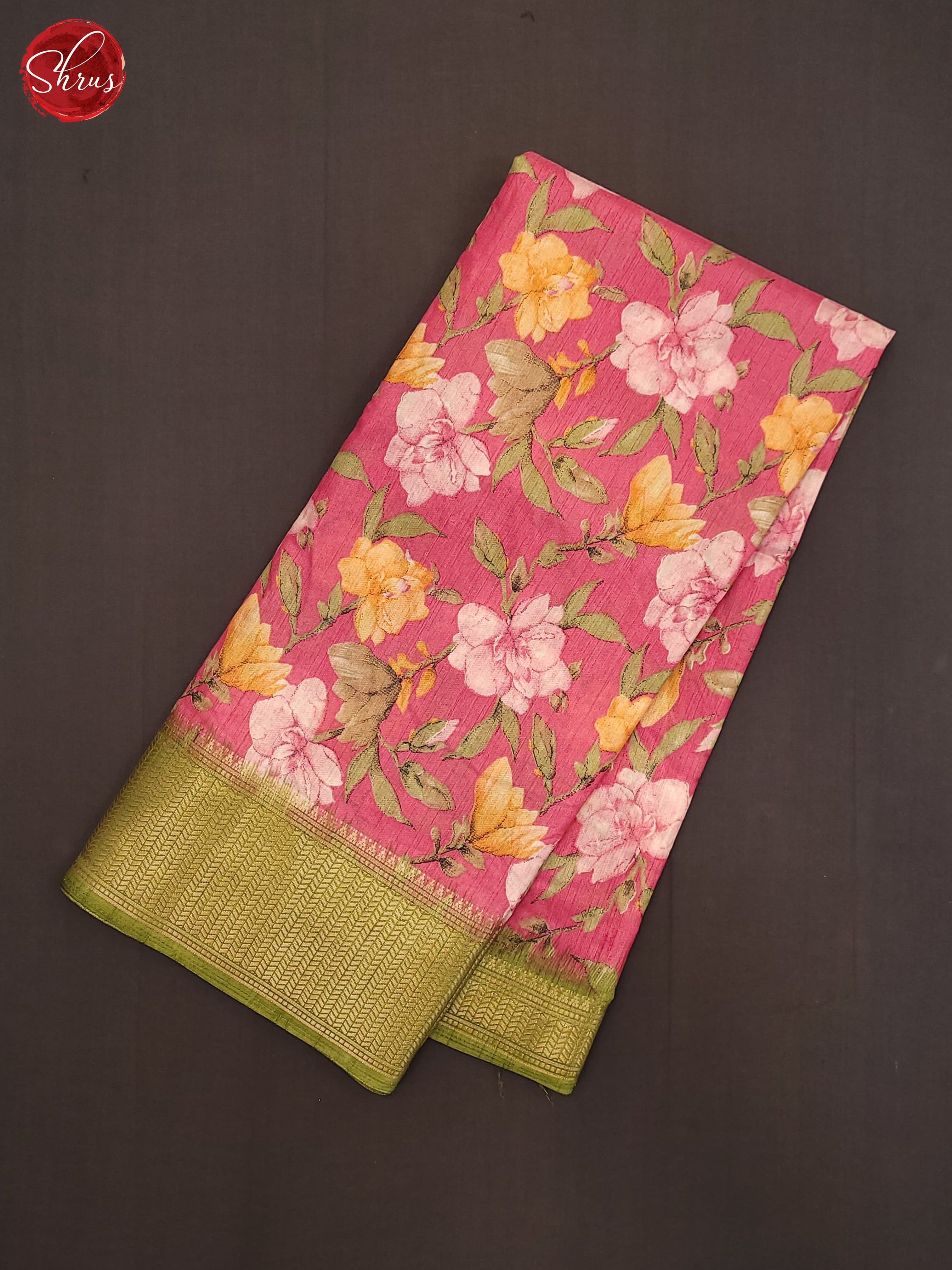 Pink & Green- Semi Crepe Saree - Shop on ShrusEternity.com