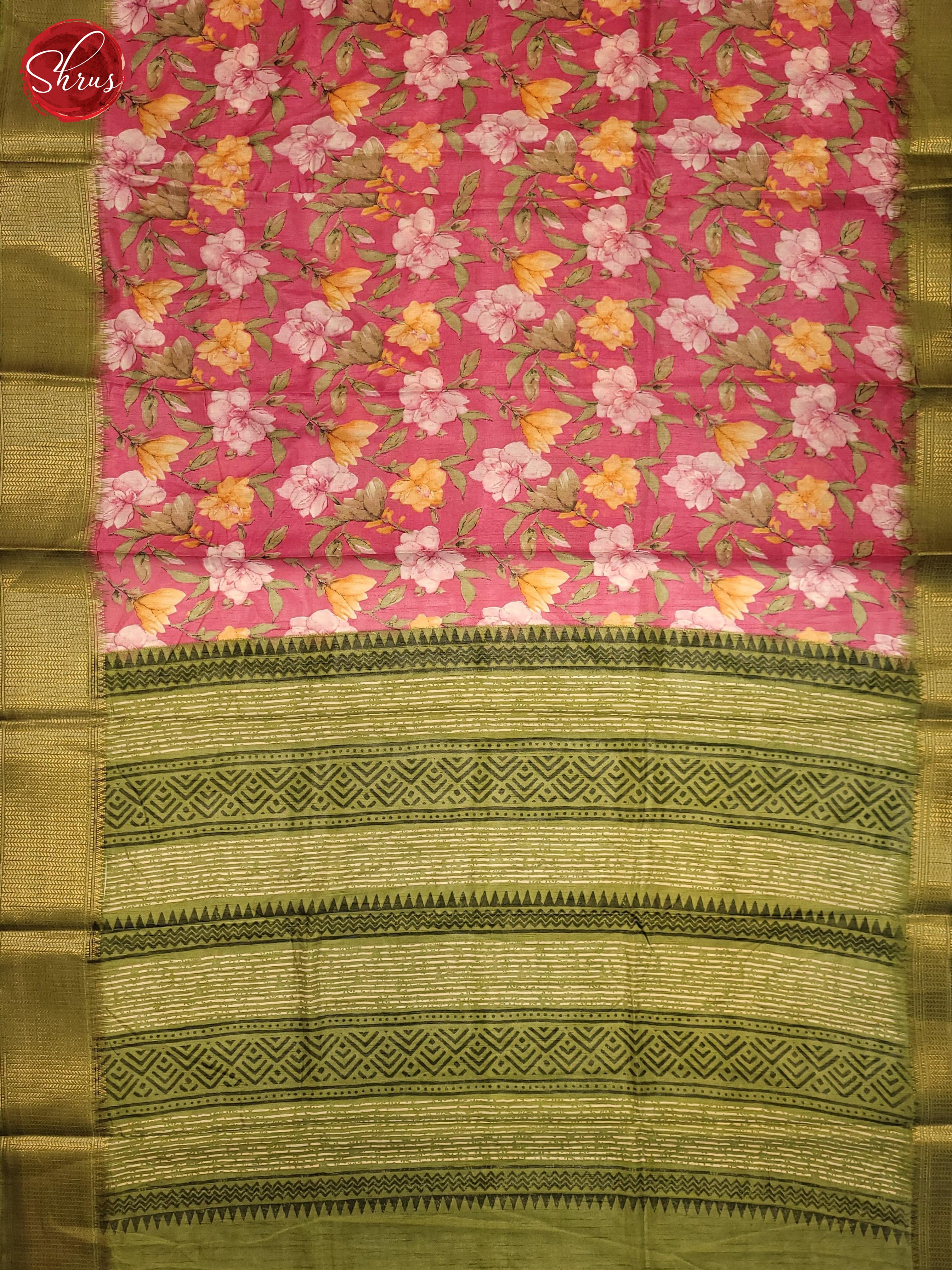 Pink & Green- Semi Crepe Saree - Shop on ShrusEternity.com