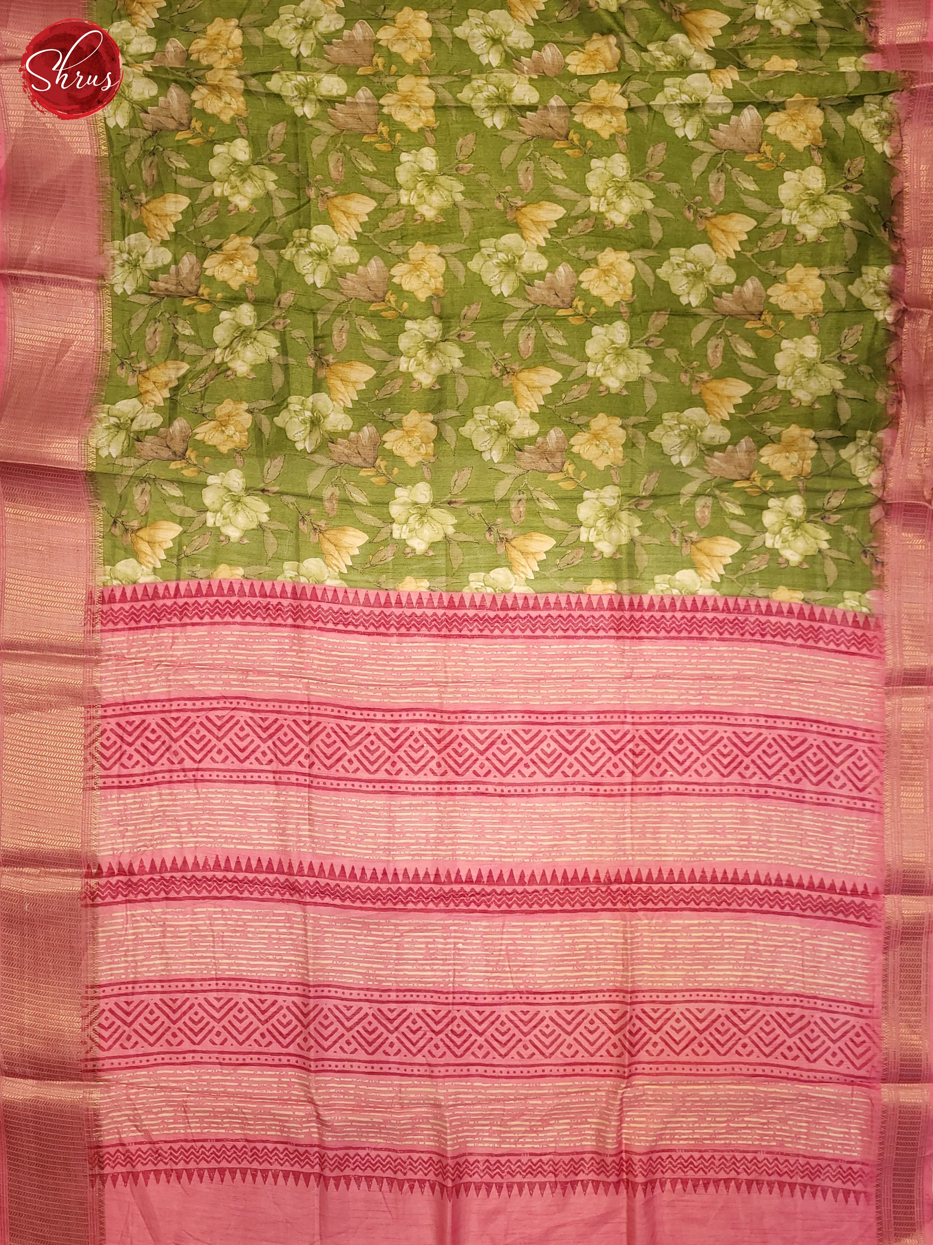 Green & Pink - Semi Crepe Saree - Shop on ShrusEternity.com