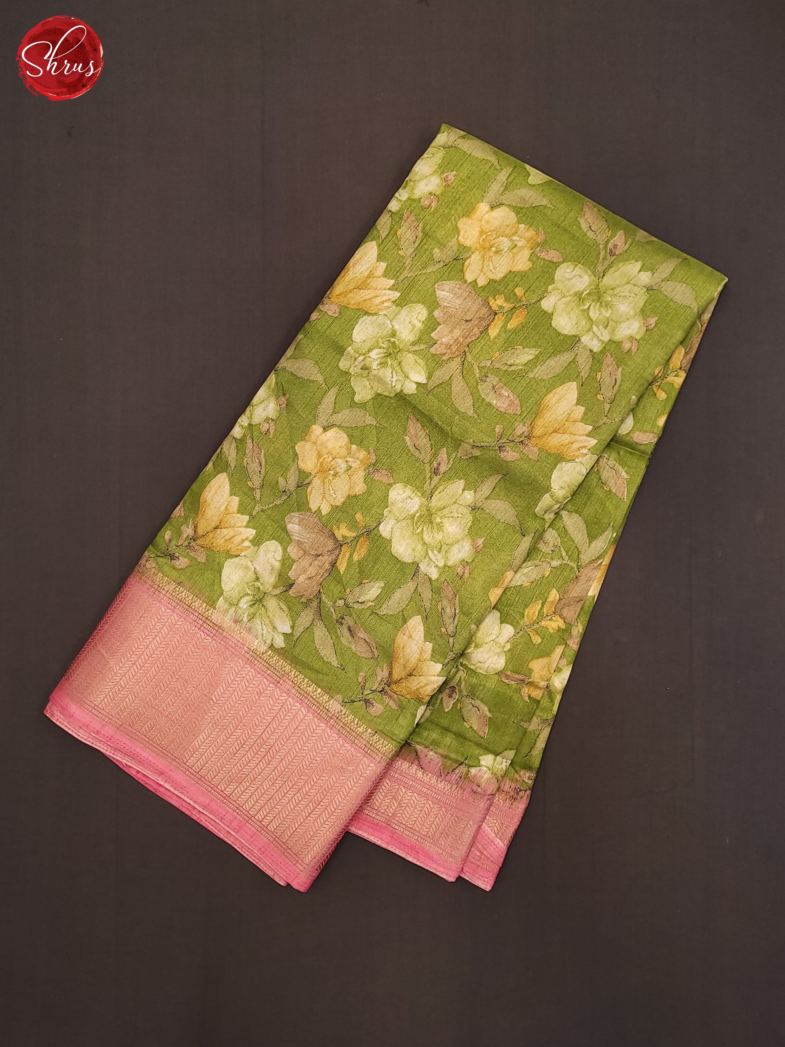 Green & Pink - Semi Crepe Saree - Shop on ShrusEternity.com