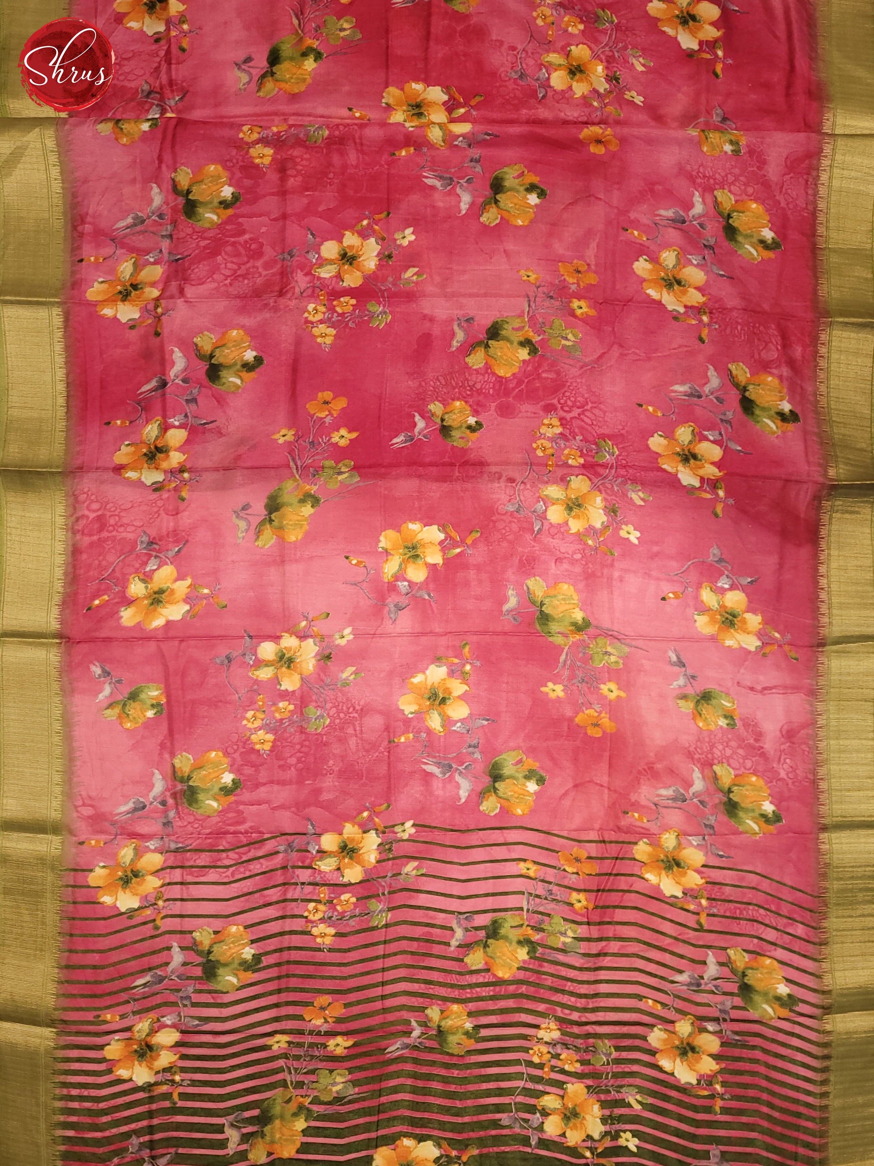 Pink & Green - Semi Crepe Saree - Shop on ShrusEternity.com