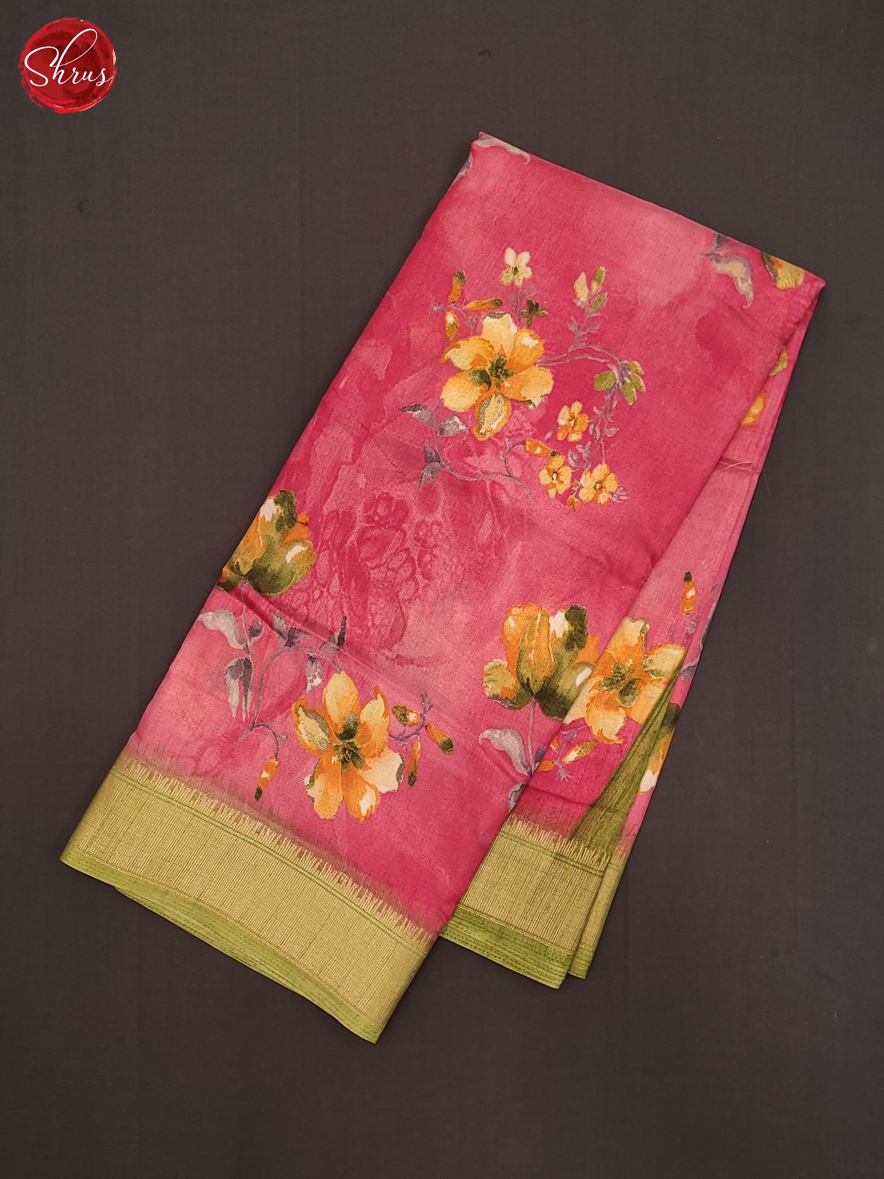 Pink & Green - Semi Crepe Saree - Shop on ShrusEternity.com