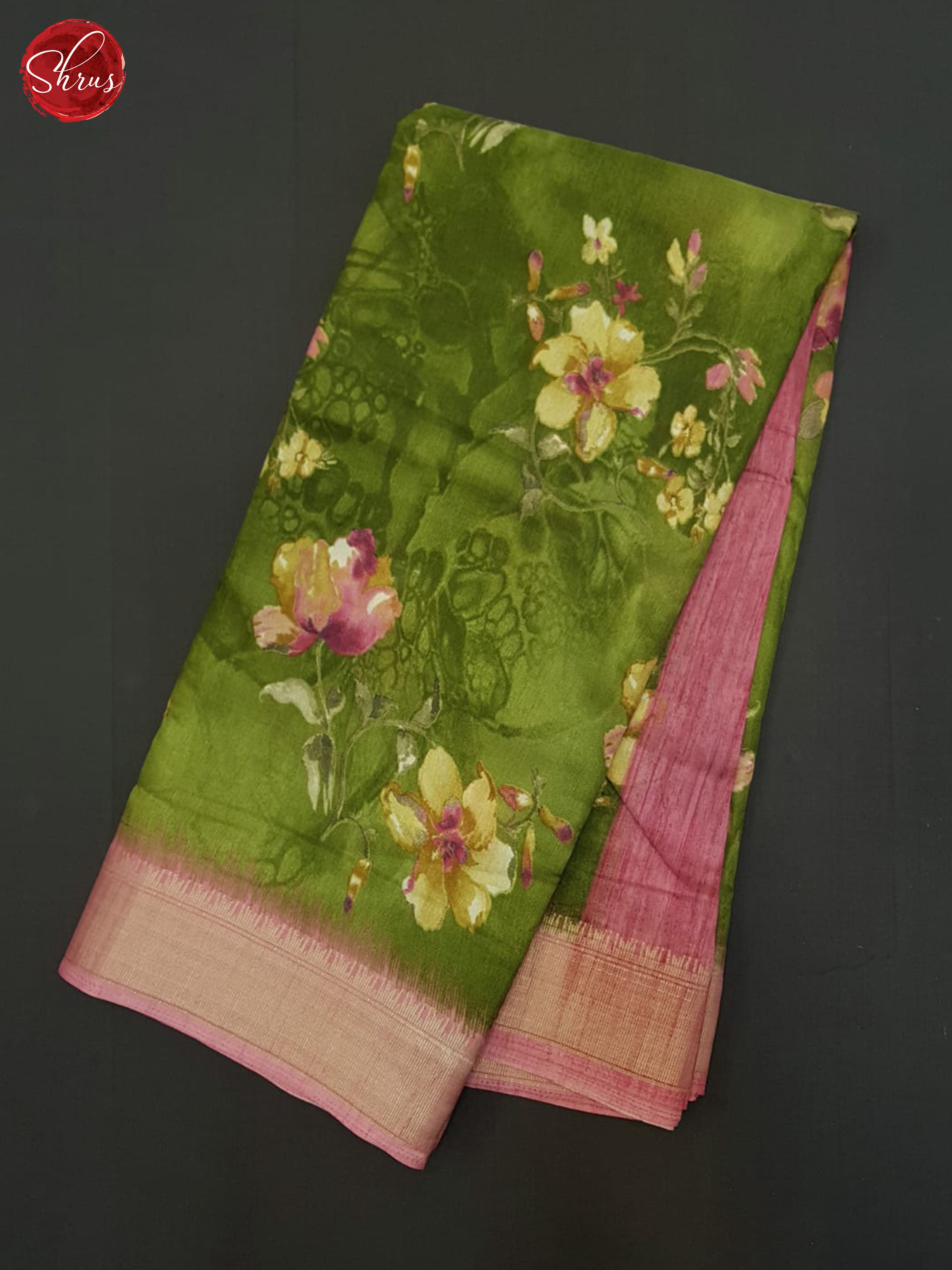 Green & Pink - Semi Crepe Saree - Shop on ShrusEternity.com