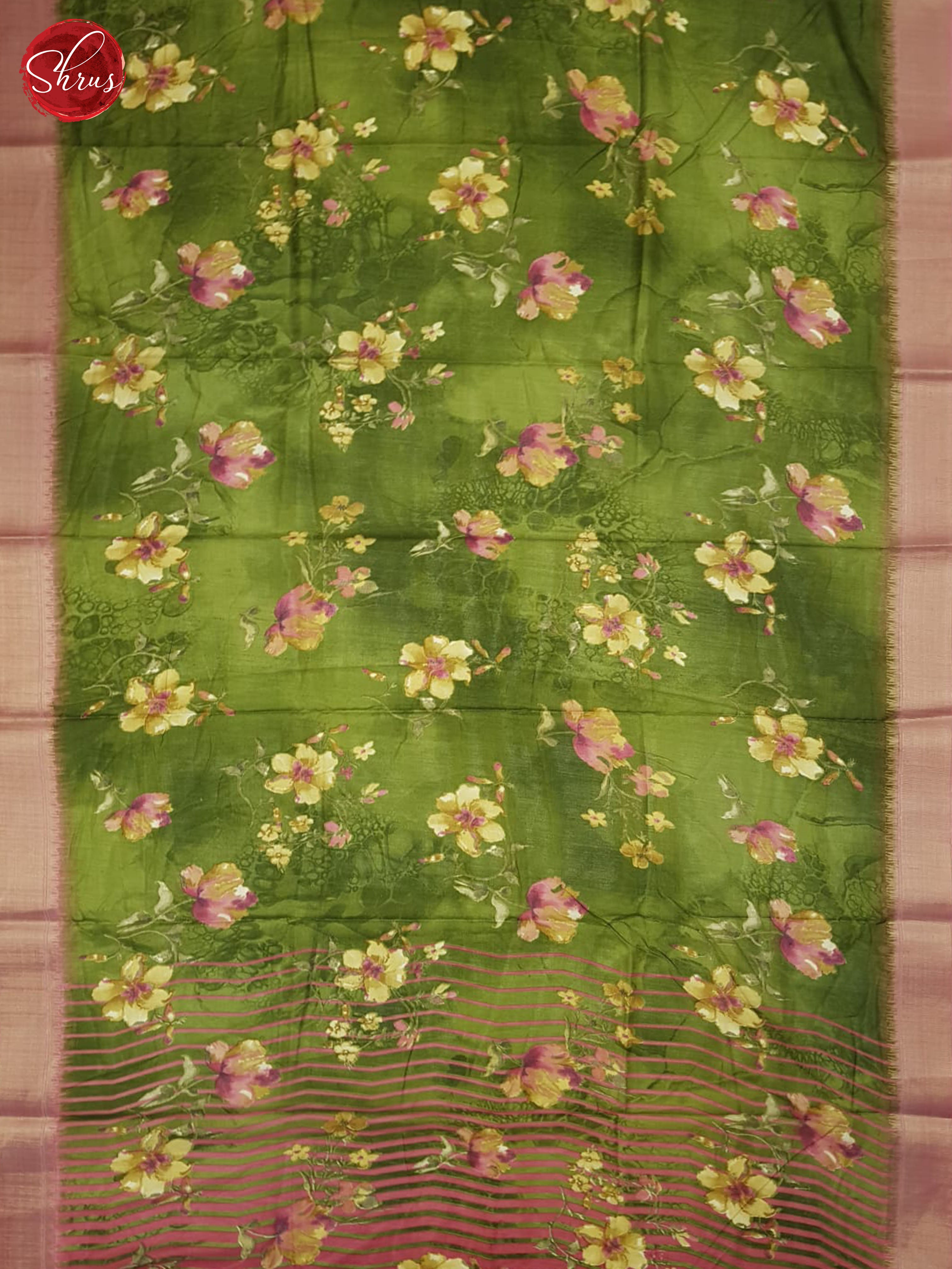 Green & Pink - Semi Crepe Saree - Shop on ShrusEternity.com