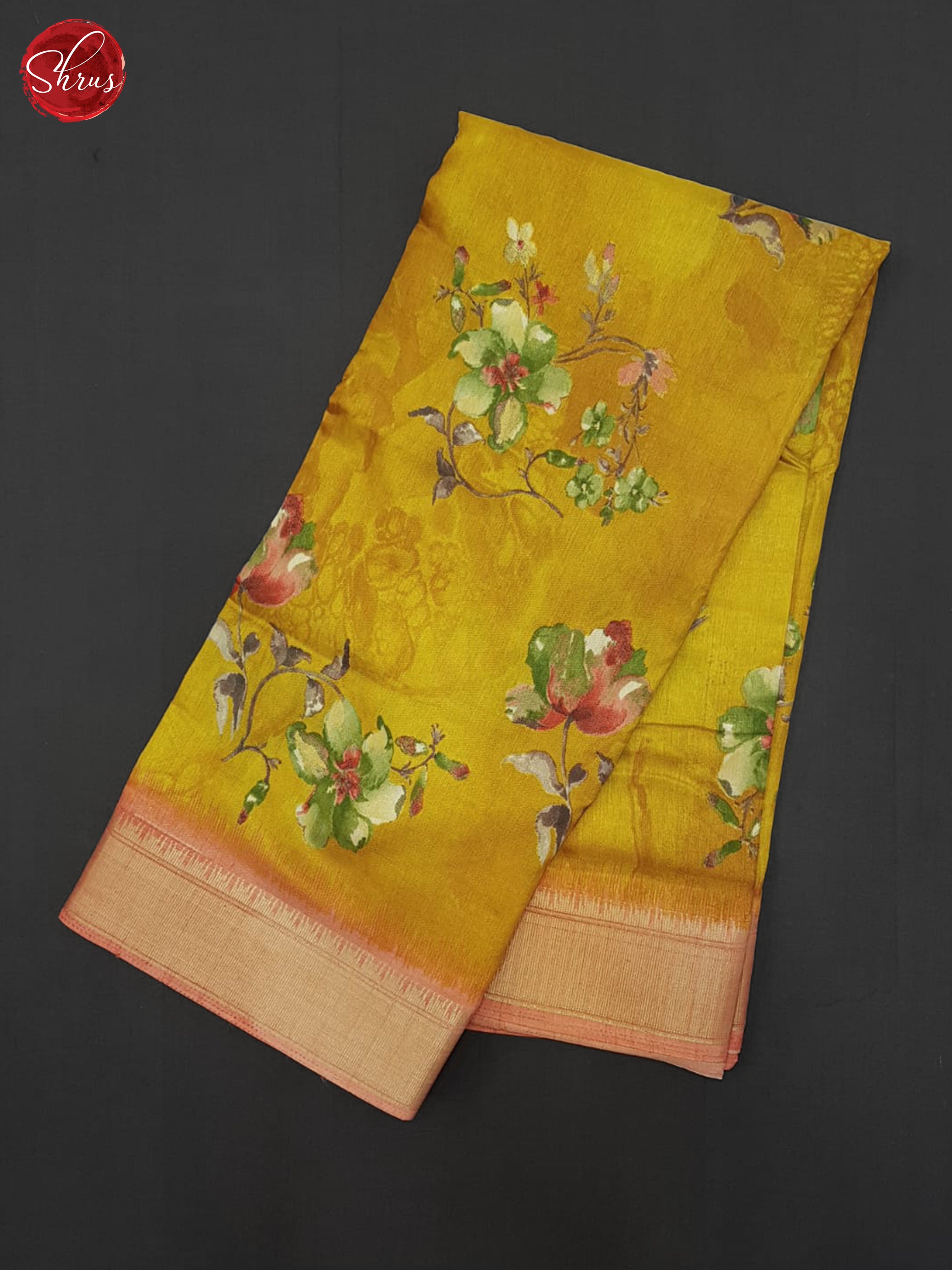 Yellow & Pink - Semi crepe Saree - Shop on ShrusEternity.com