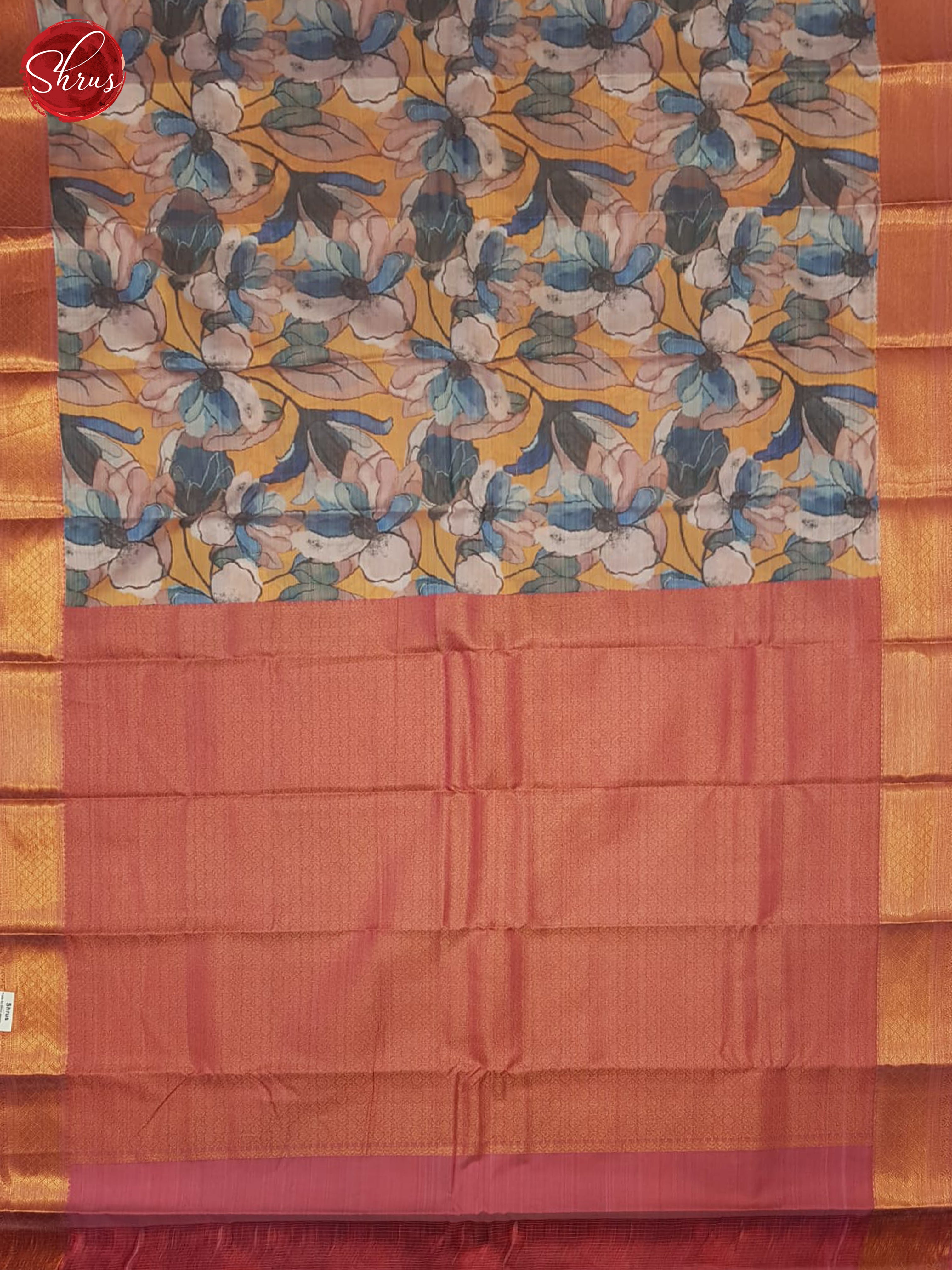 Pale Orange & Pink- Kanchipuram-halfpure Saree - Shop on ShrusEternity.com