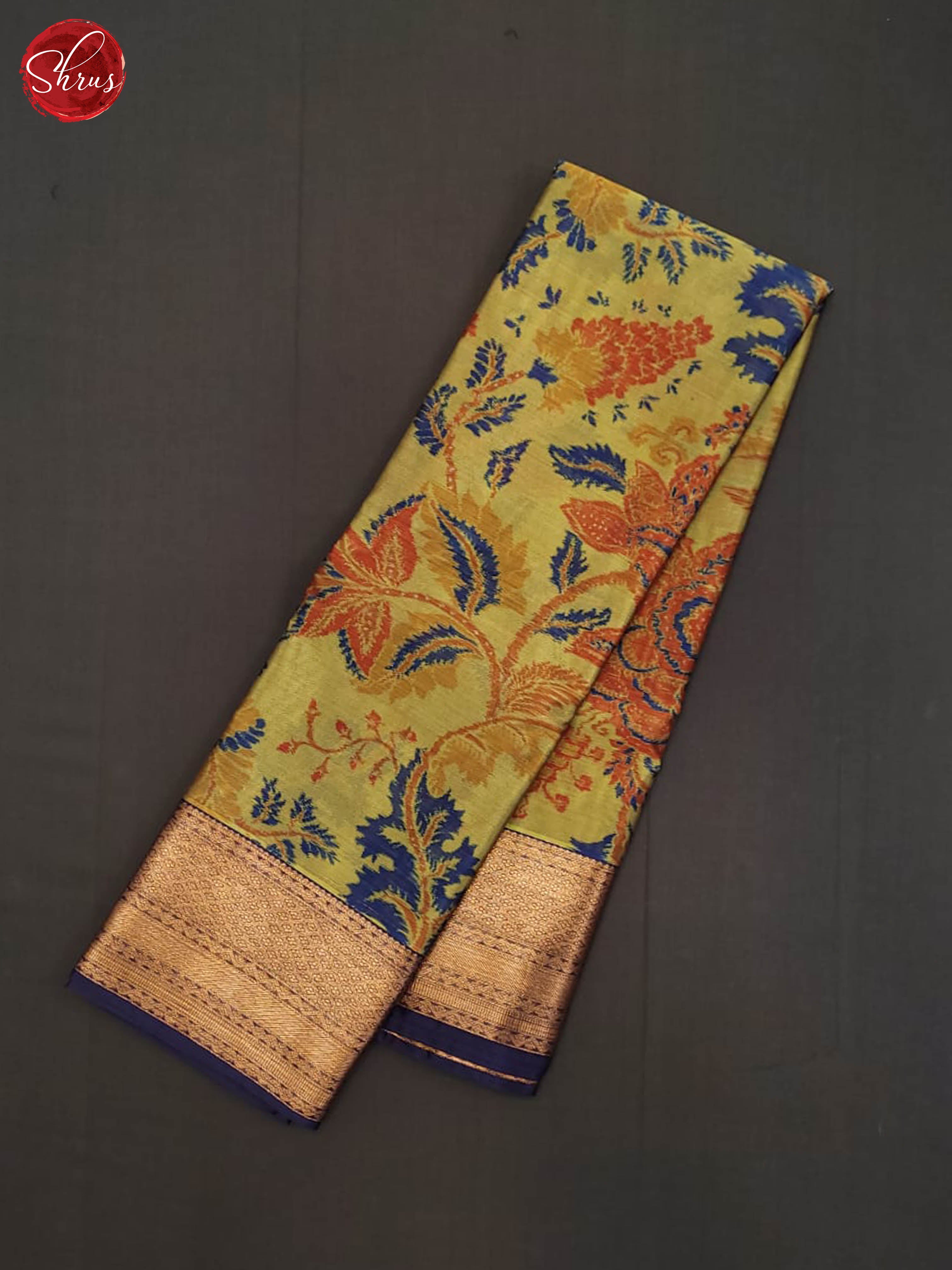 Green and violet - Kanchipuram Half-pure Silk Saree - Shop on ShrusEternity.com