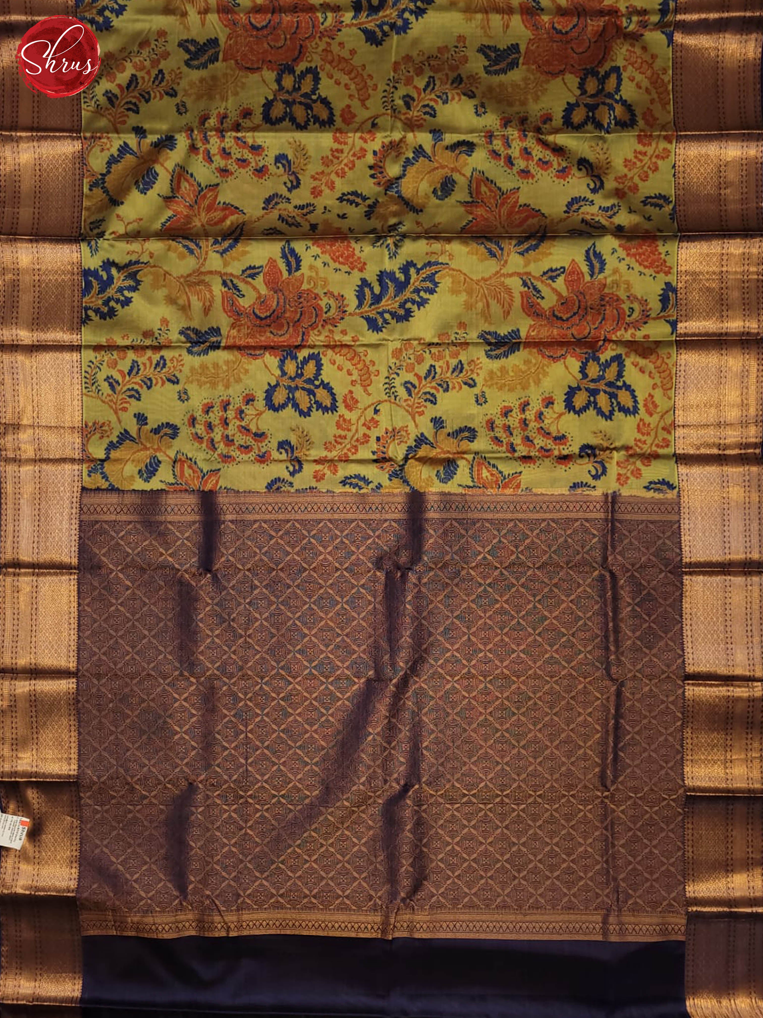 Green and violet - Kanchipuram Half-pure Silk Saree - Shop on ShrusEternity.com