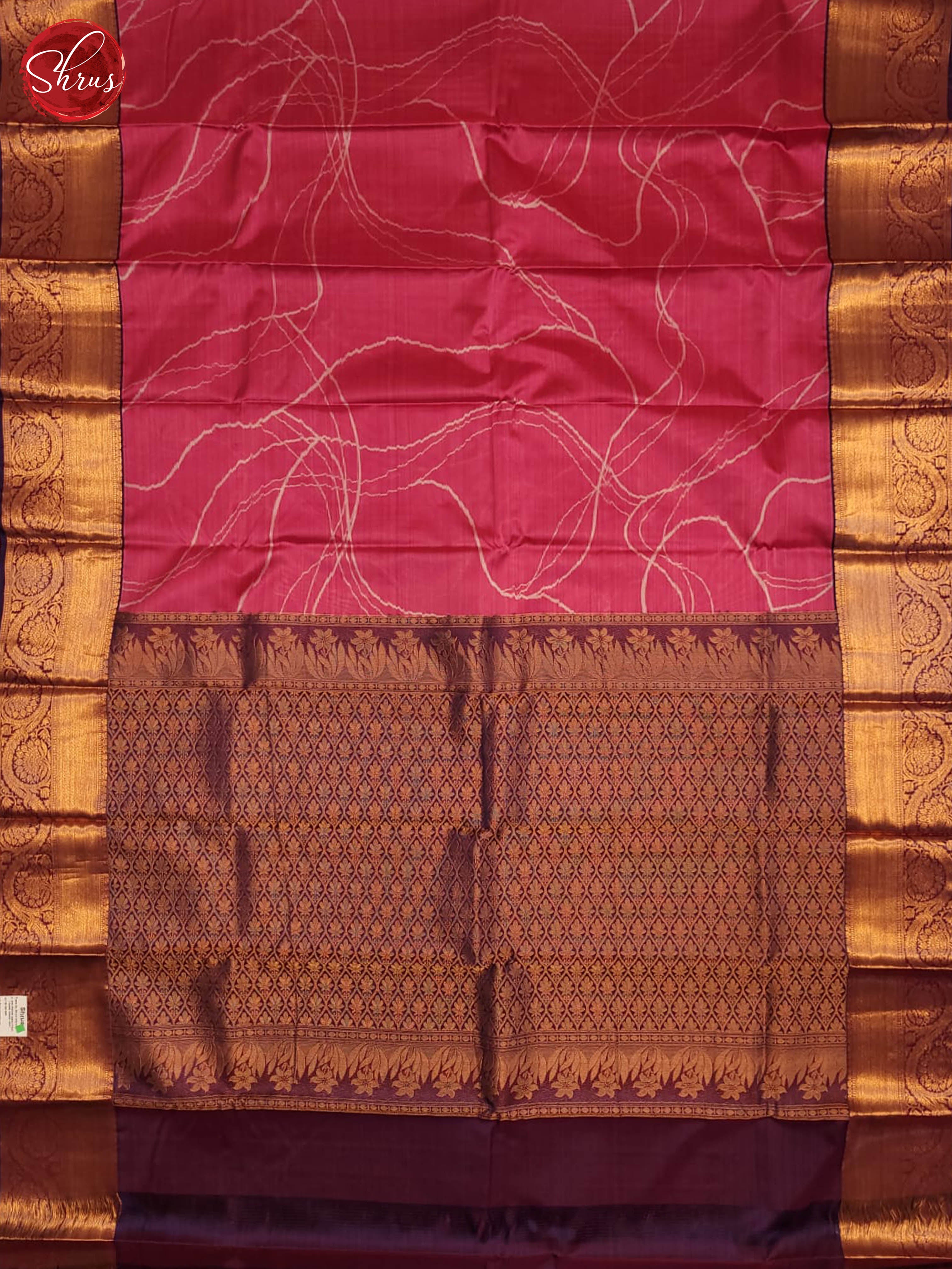 pink and wine- Kanchipuram half-pure Silk Saree - Shop on ShrusEternity.com