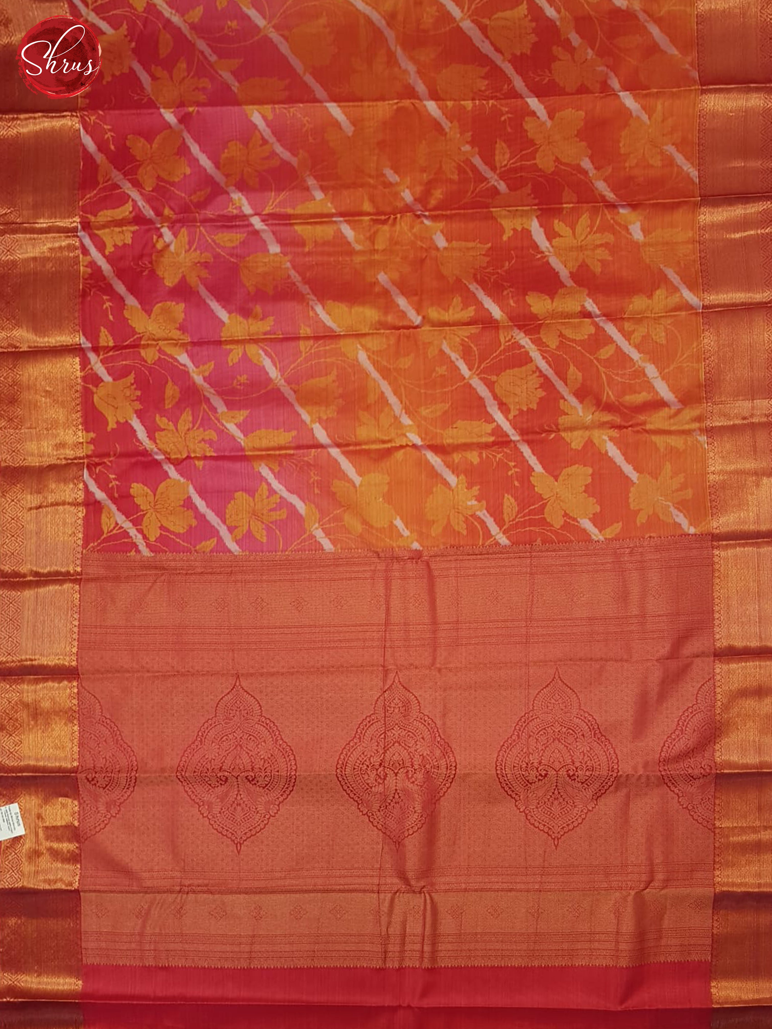 Orange & Pink - Kanchipuram-halfpure Saree - Shop on ShrusEternity.com