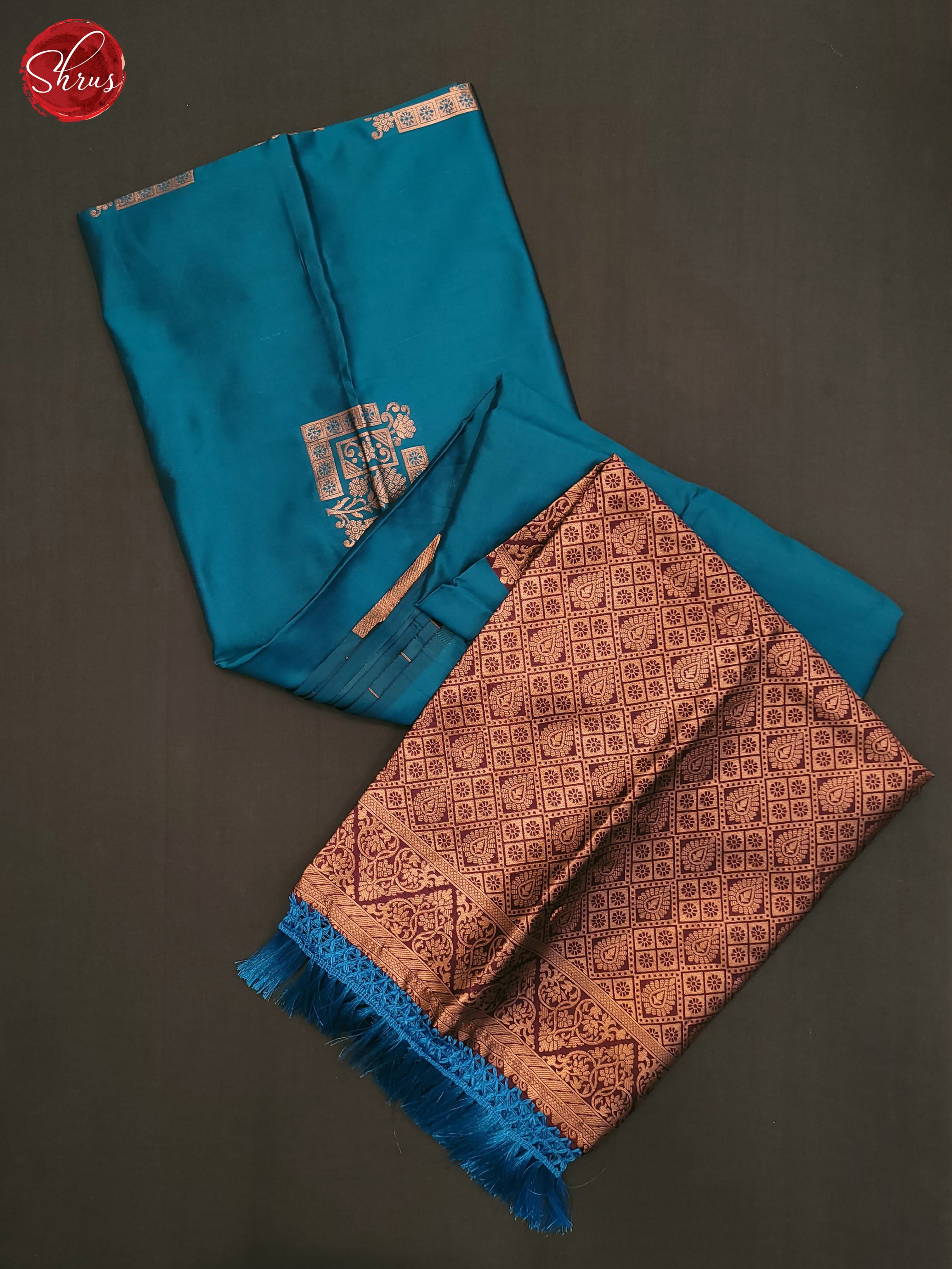 Blue & Maroon - Semi Softsilk Saree - Shop on ShrusEternity.com