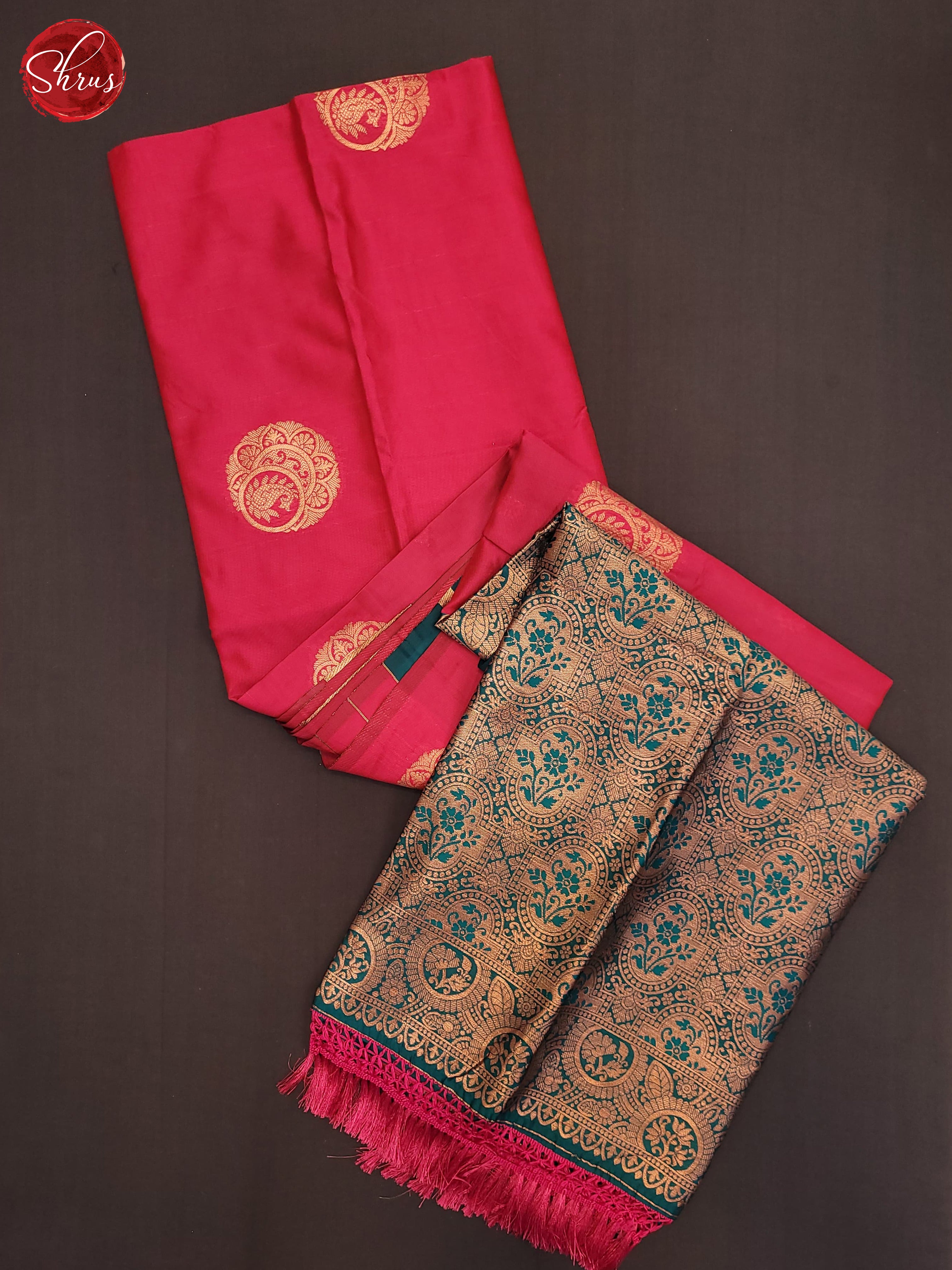 Pink & Blue - Semi Softsilk Saree - Shop on ShrusEternity.com