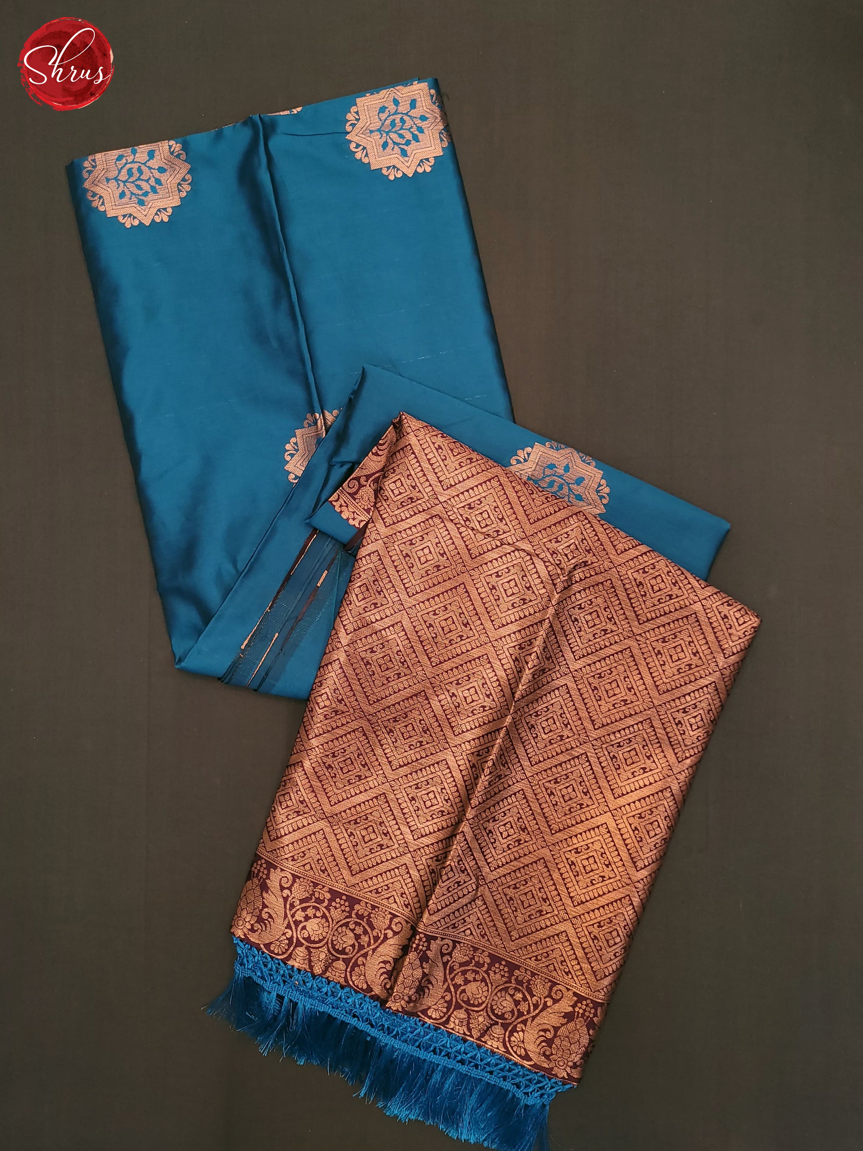 Blue & Maroon - Semi Softsilk Saree - Shop on ShrusEternity.com