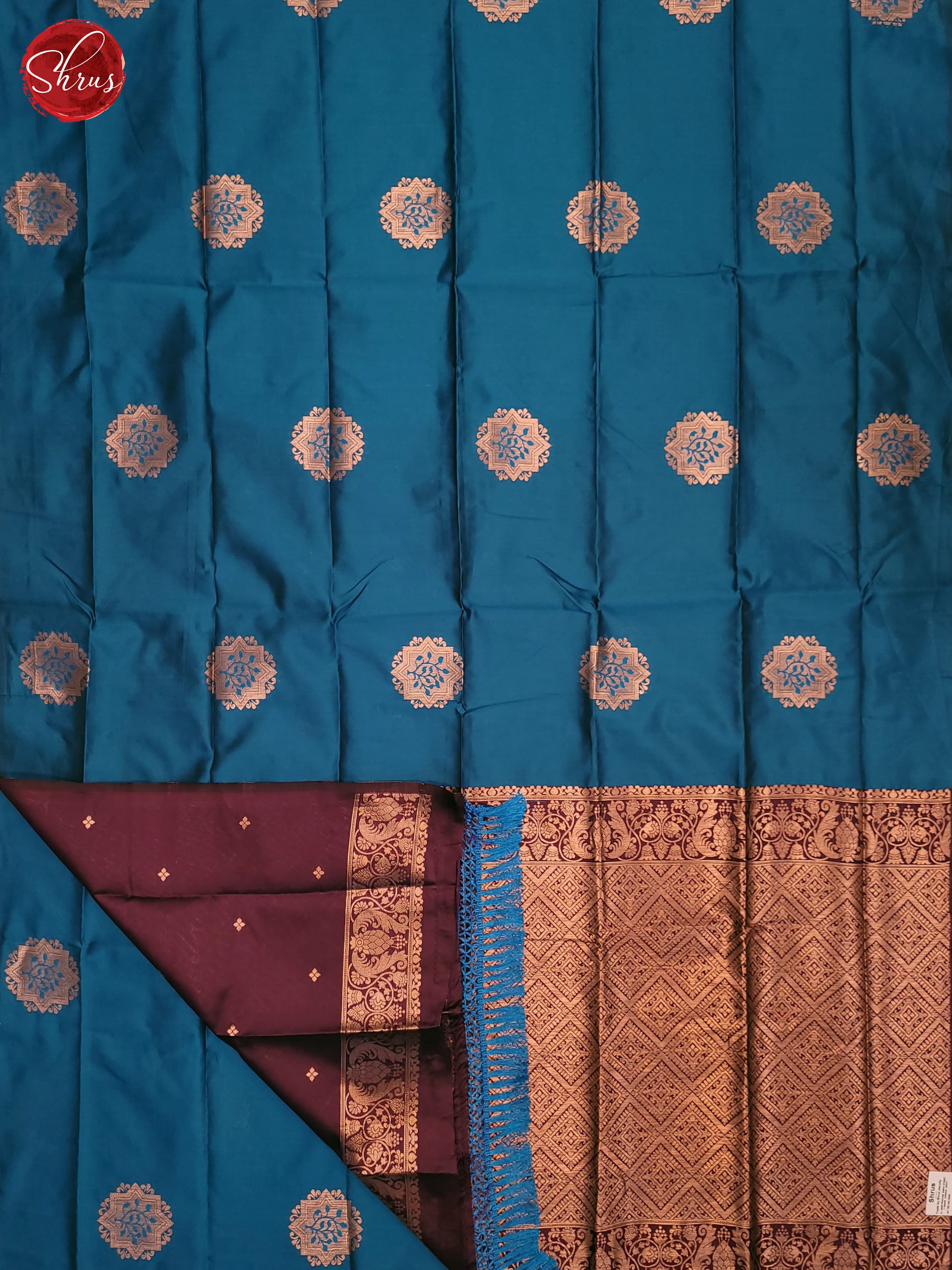 Blue & Maroon - Semi Softsilk Saree - Shop on ShrusEternity.com