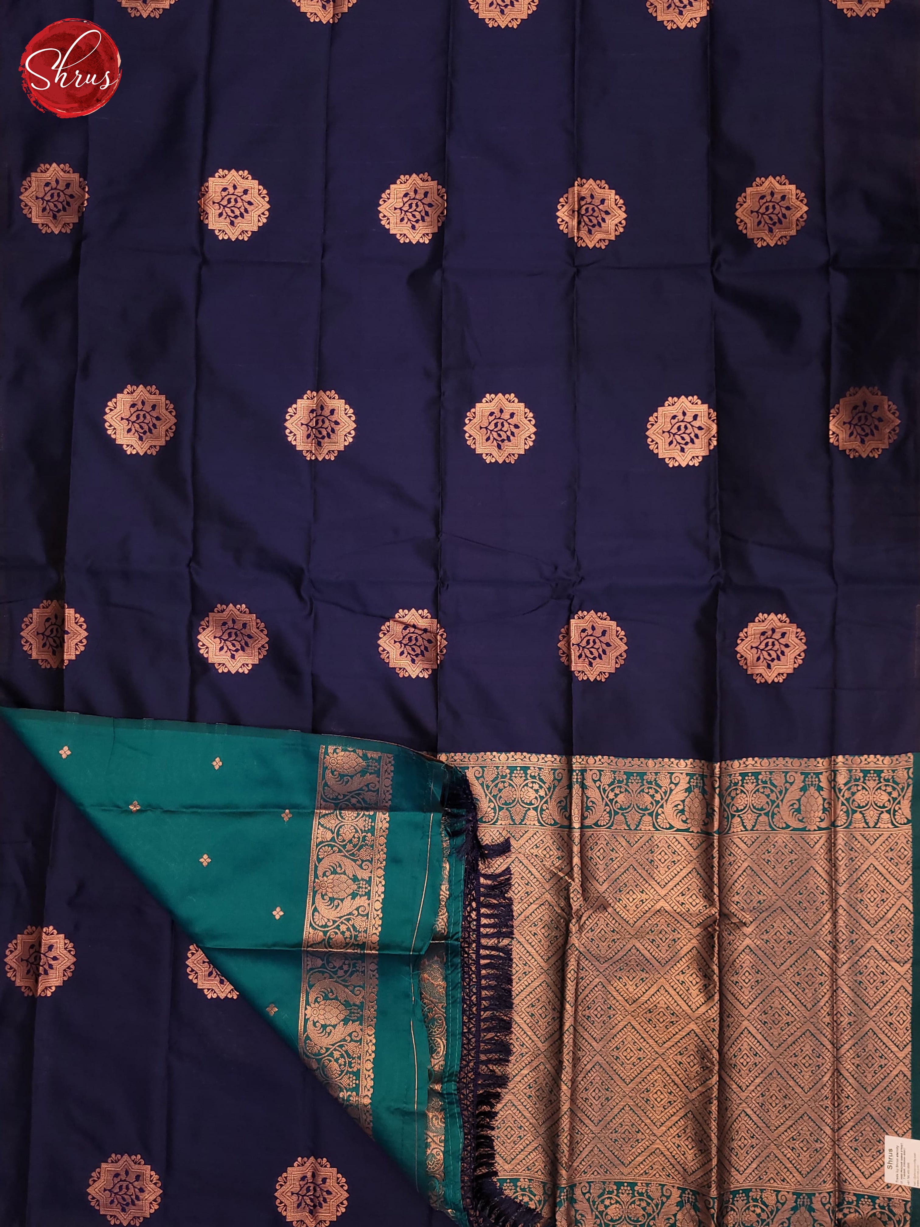 Navy Blue & Teal - Semi Softsilk Saree - Shop on ShrusEternity.com