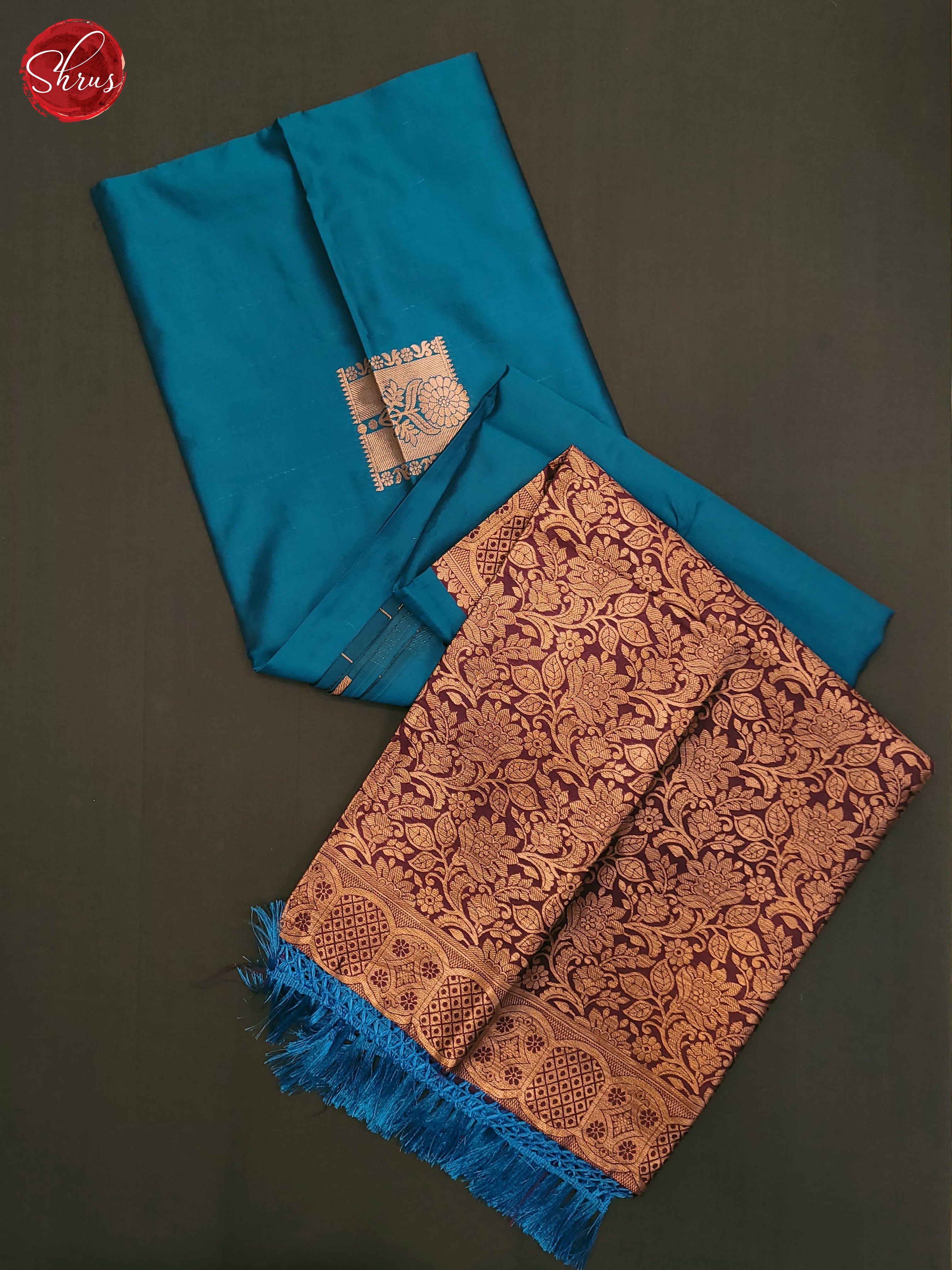 Blue & Maroon - Semi Softsilk Saree - Shop on ShrusEternity.com
