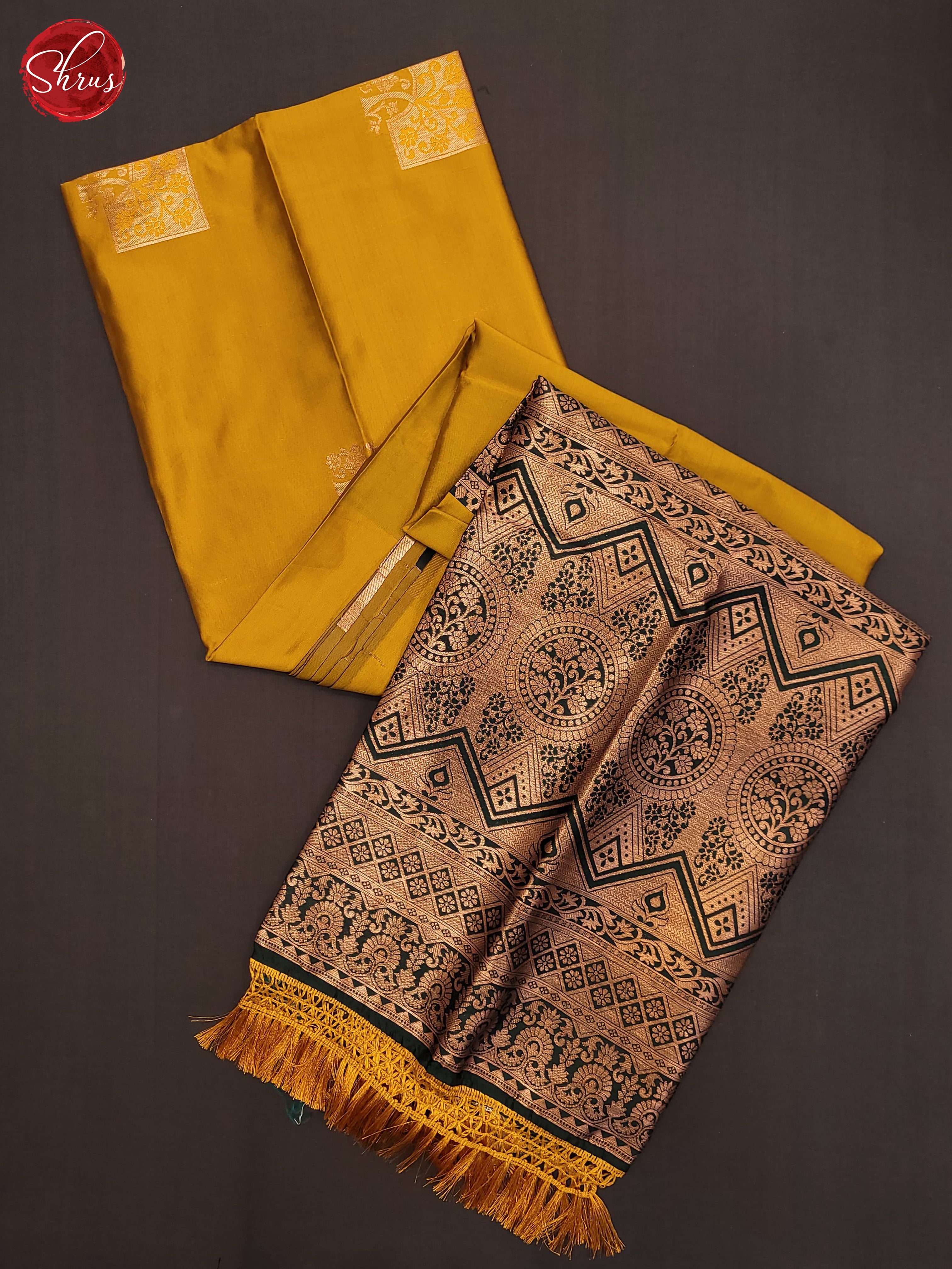 Mustard Green & Green- Semi Softsilk Saree - Shop on ShrusEternity.com