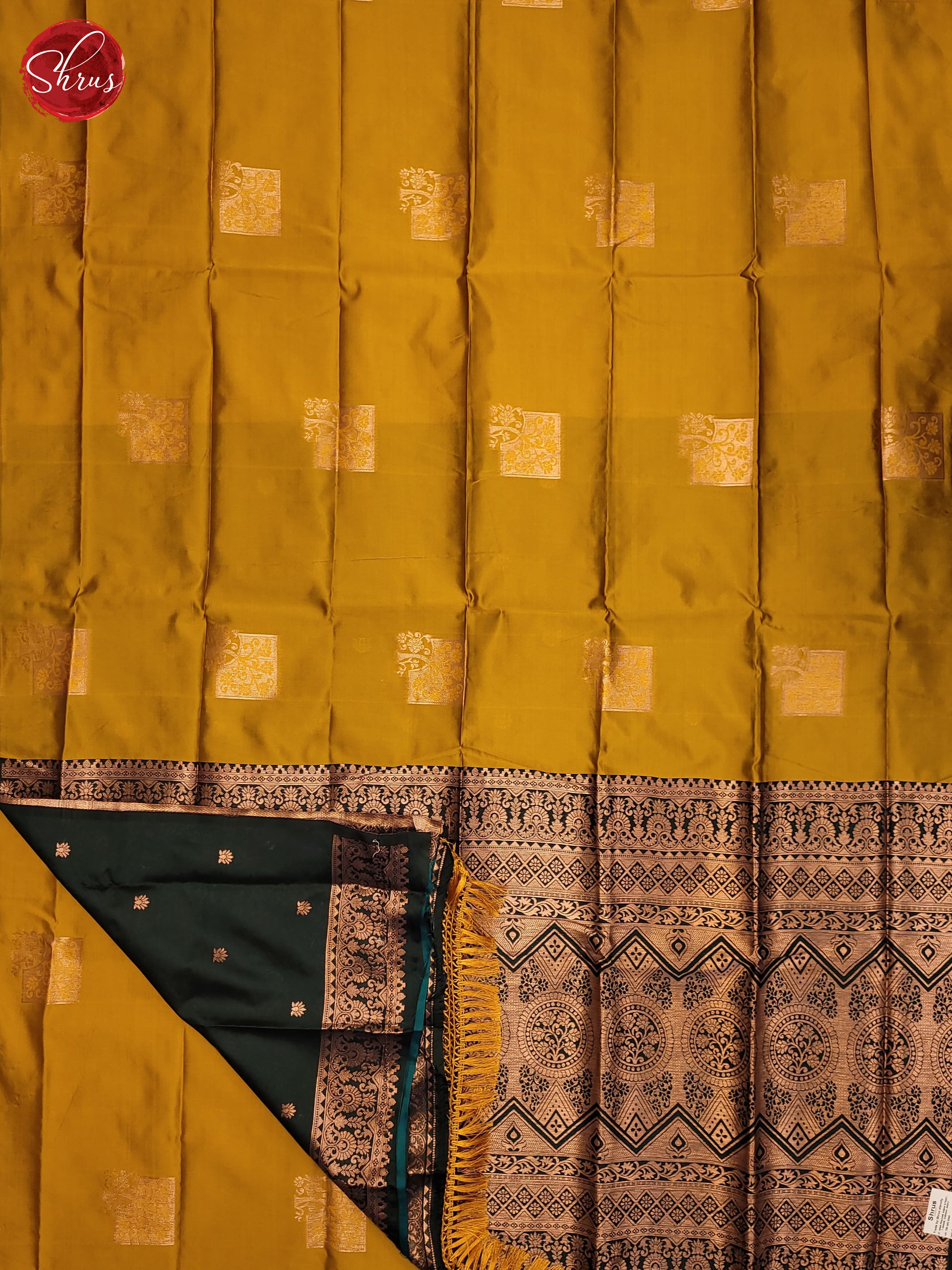 Mustard Green & Green- Semi Softsilk Saree - Shop on ShrusEternity.com