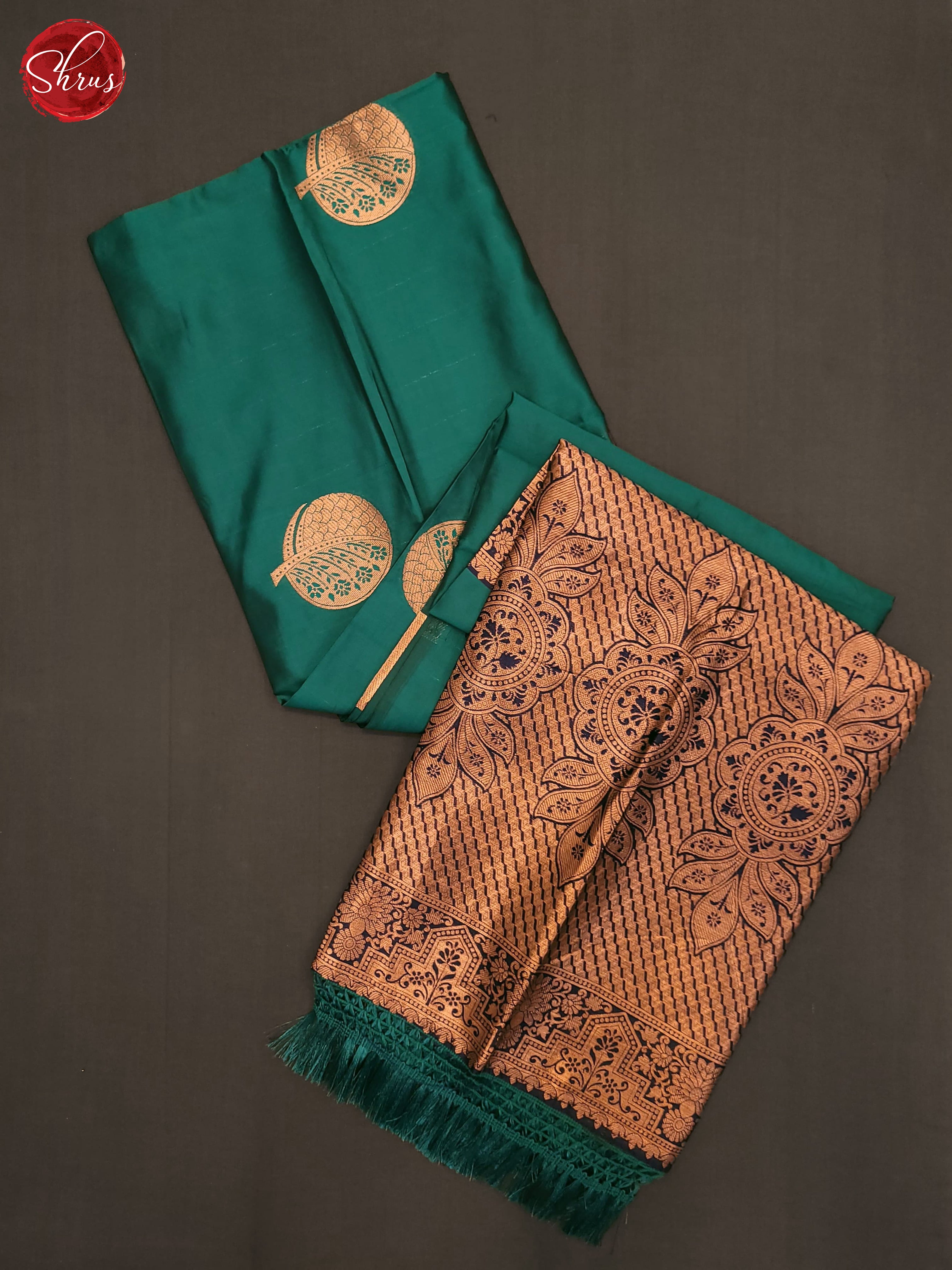 Peacock Green & Blue - Semi Softsilk Saree - Shop on ShrusEternity.com