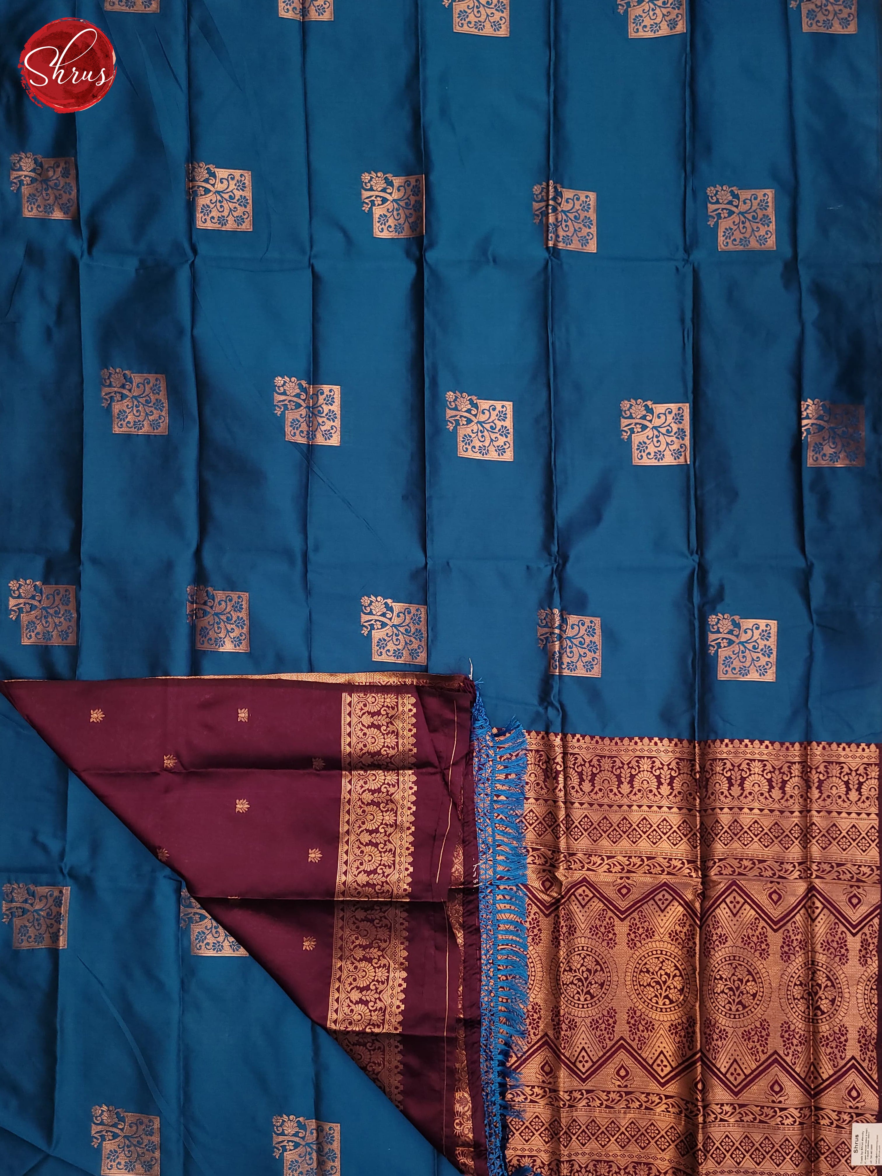 Blue & Wine - Semi Softsilk Saree - Shop on ShrusEternity.com