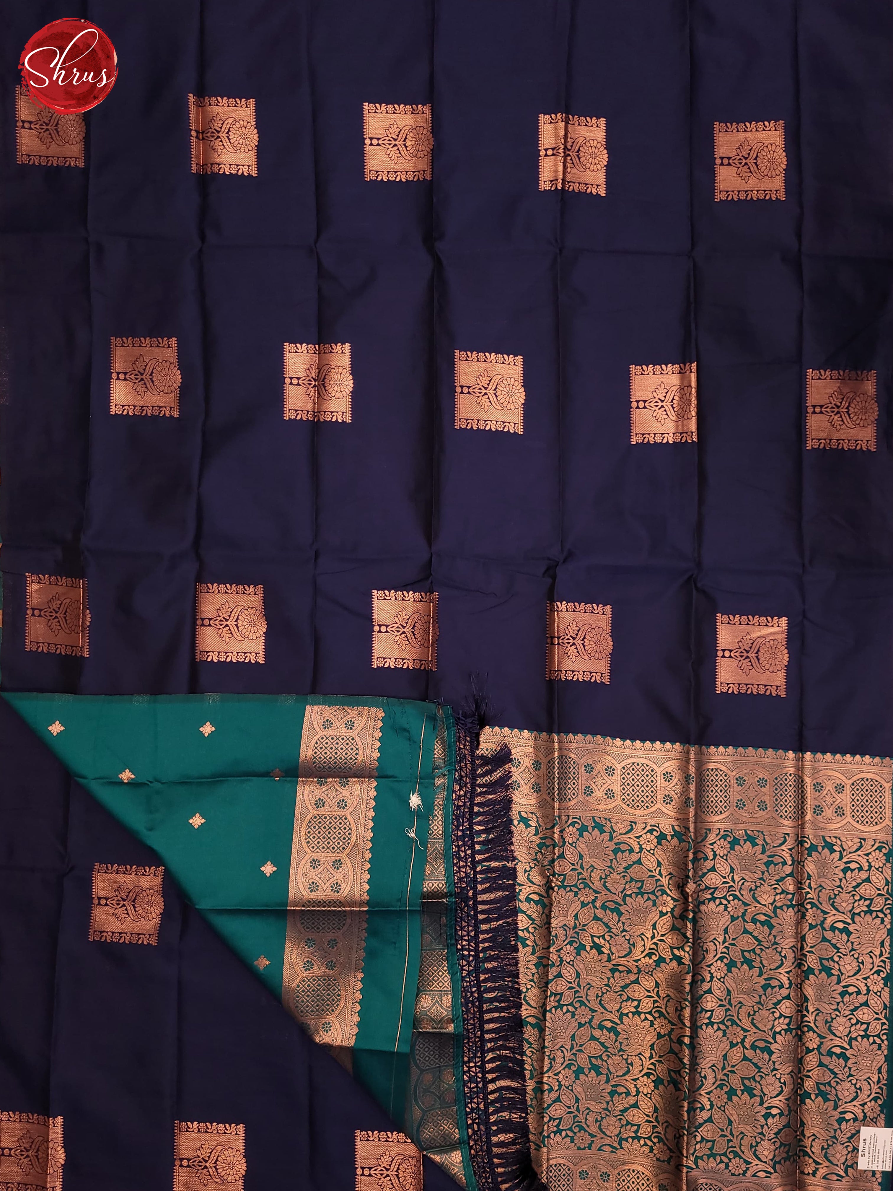 Navy Blue & Blue - Semi Softsilk Saree - Shop on ShrusEternity.com