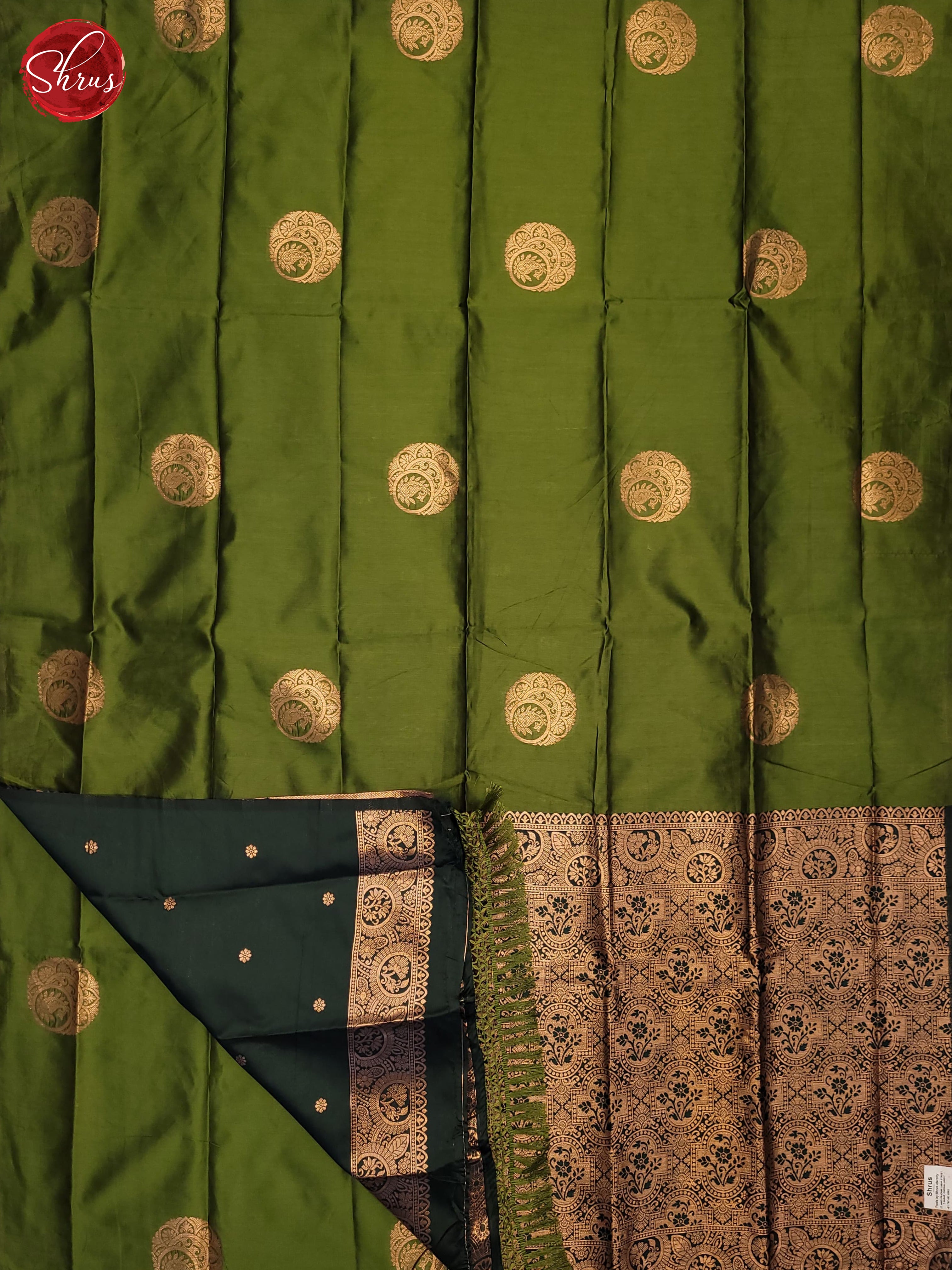 Mehandi green & Green - Semi Softsilk Saree - Shop on ShrusEternity.com