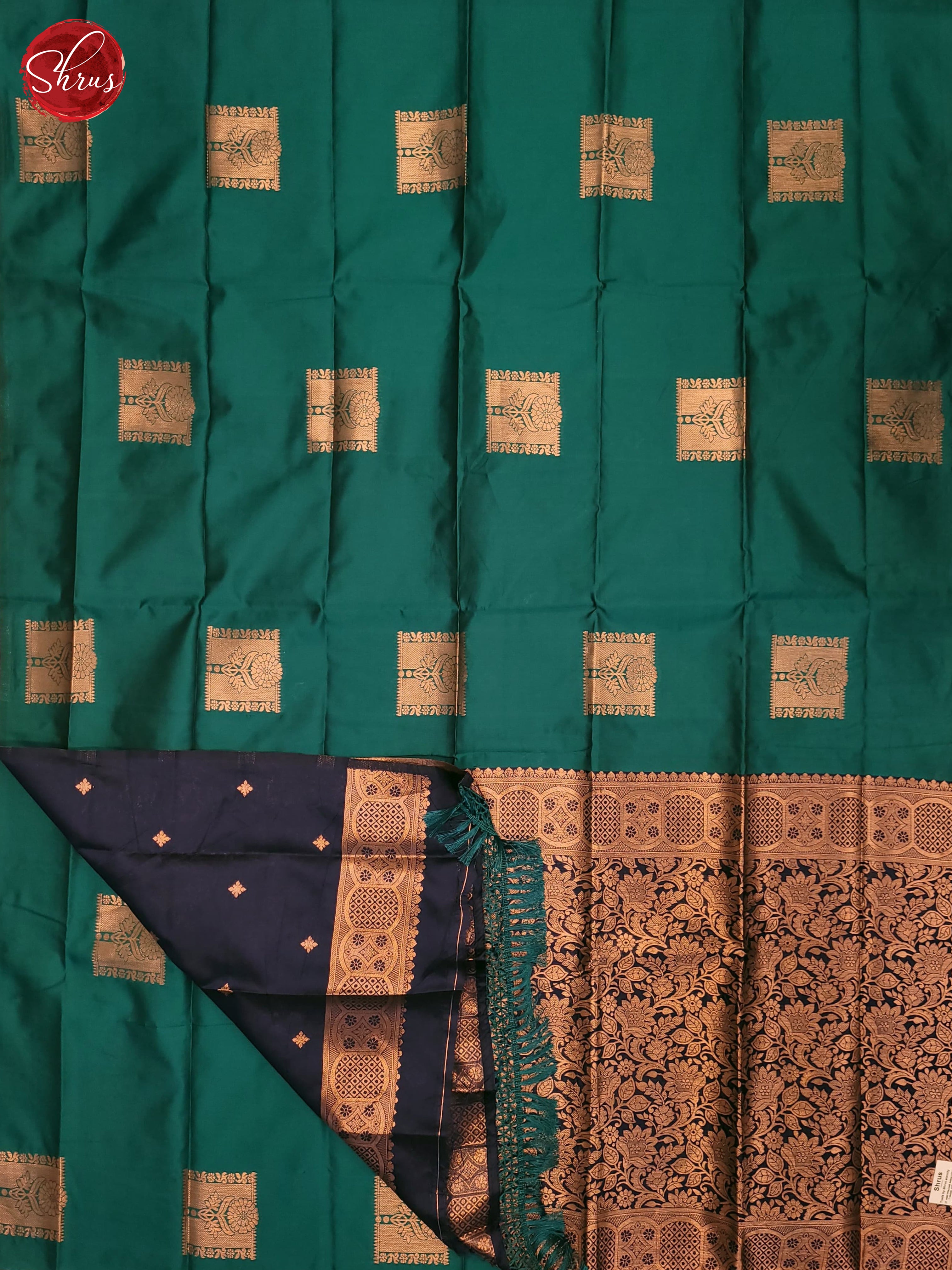 Peacock Green & Blue - Semi Softsilk Saree - Shop on ShrusEternity.com