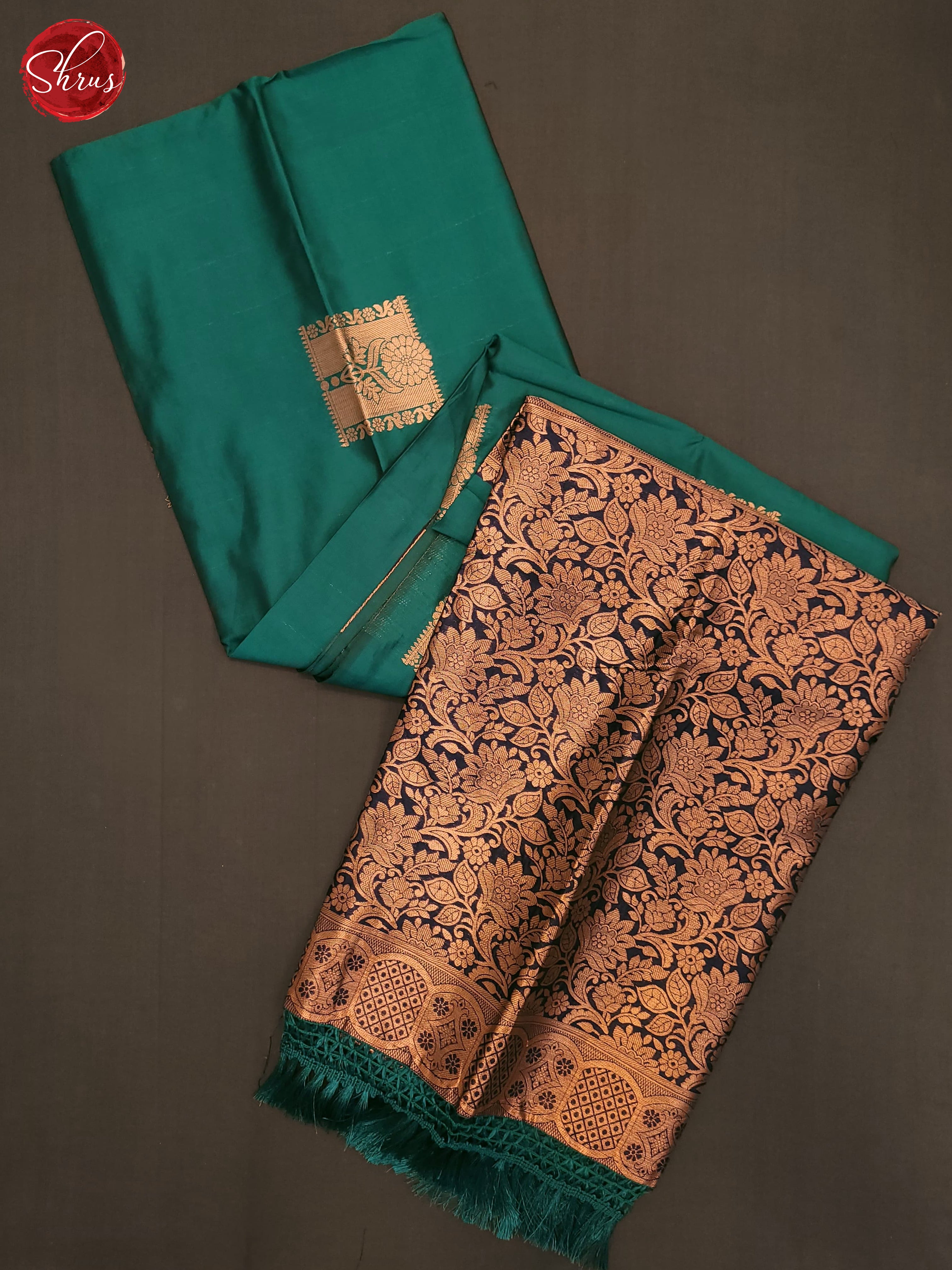 Peacock Green & Blue - Semi Softsilk Saree - Shop on ShrusEternity.com