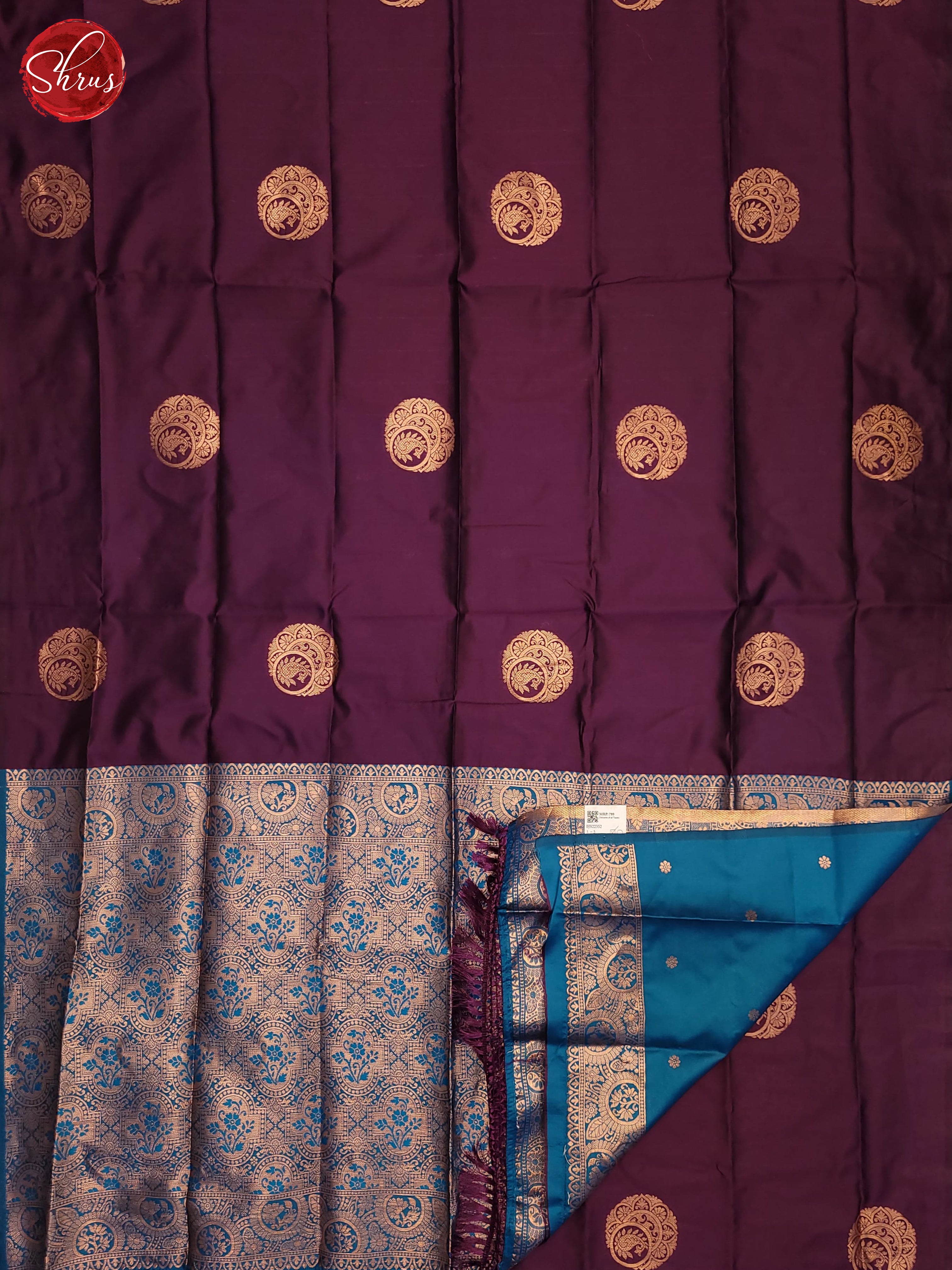 Wine & Blue- Semi Softsilk Saree - Shop on ShrusEternity.com