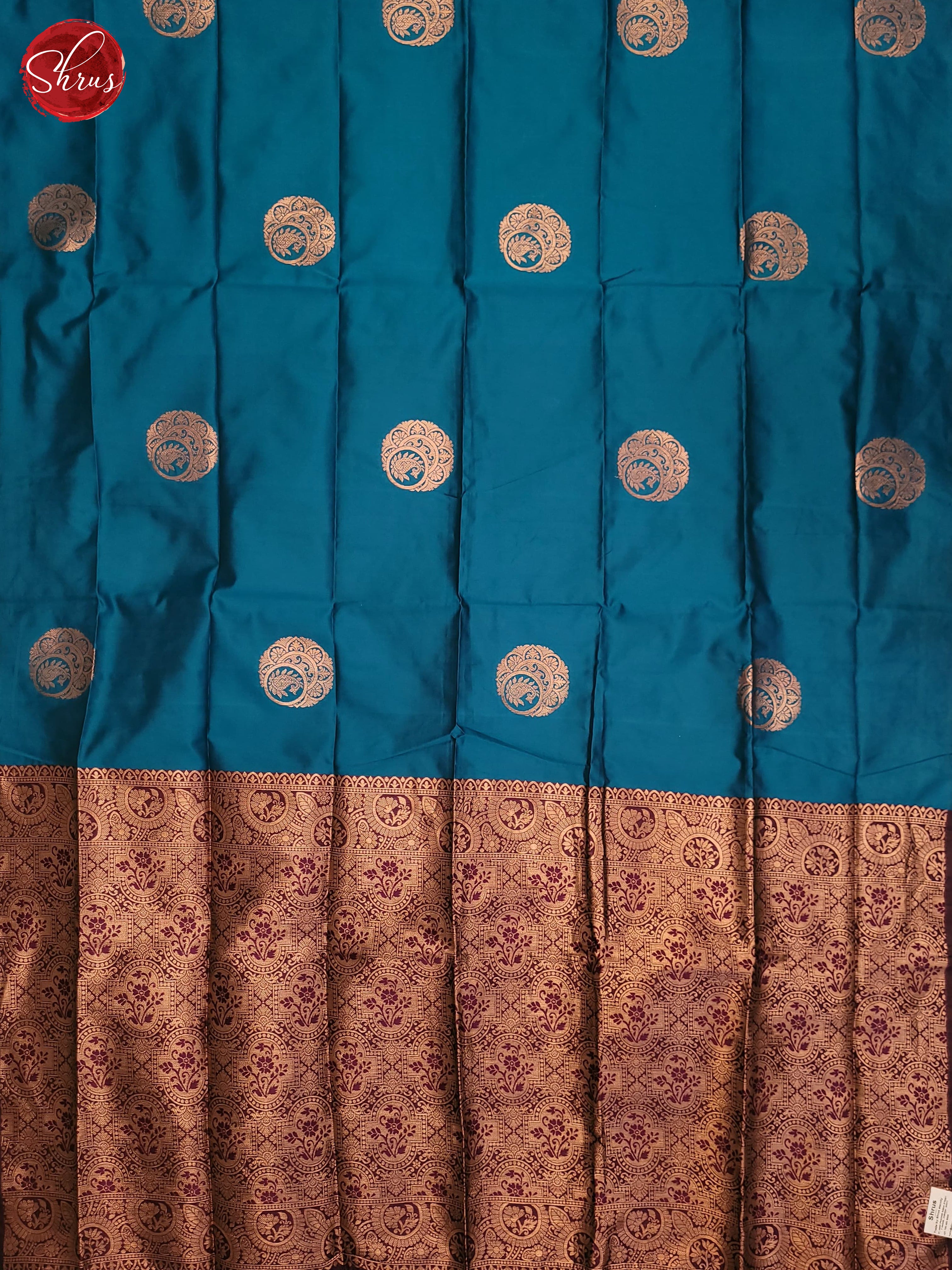 Blue & Wine - Semi Softsilk Saree - Shop on ShrusEternity.com