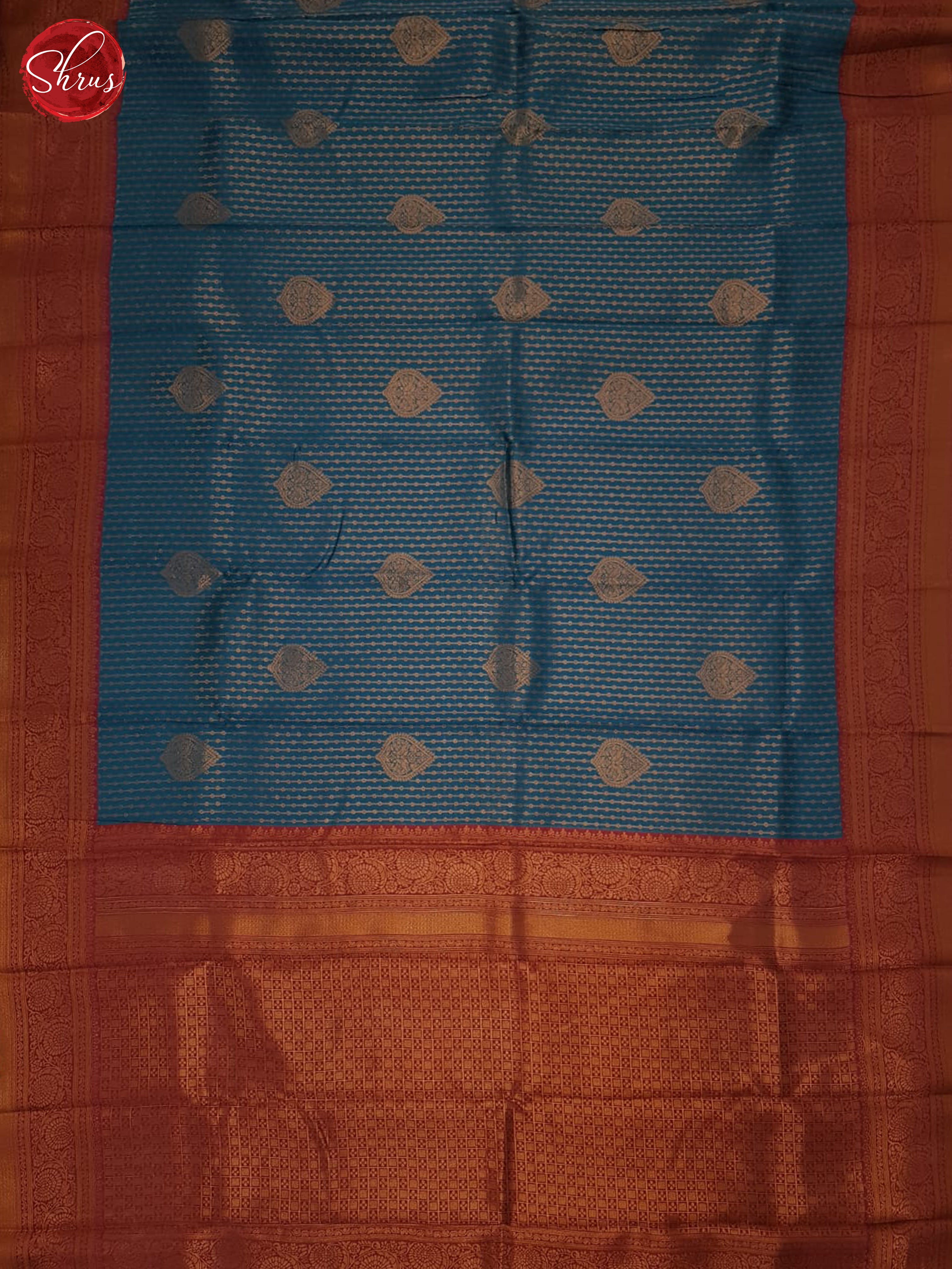 Blue & Majenta Pink - Semi Kanchipuram Saree - Shop on ShrusEternity.com