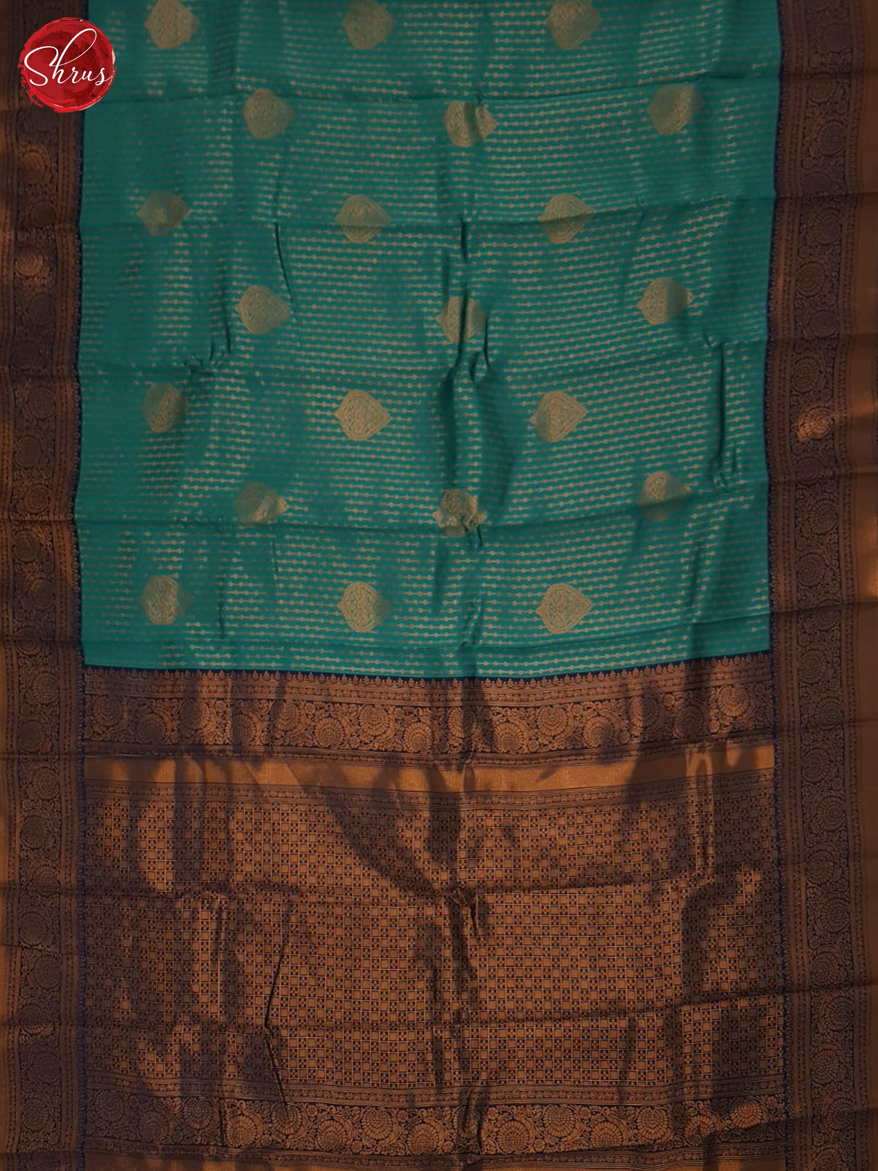 Green & Blue - Semi Kanchipuram Saree - Shop on ShrusEternity.com