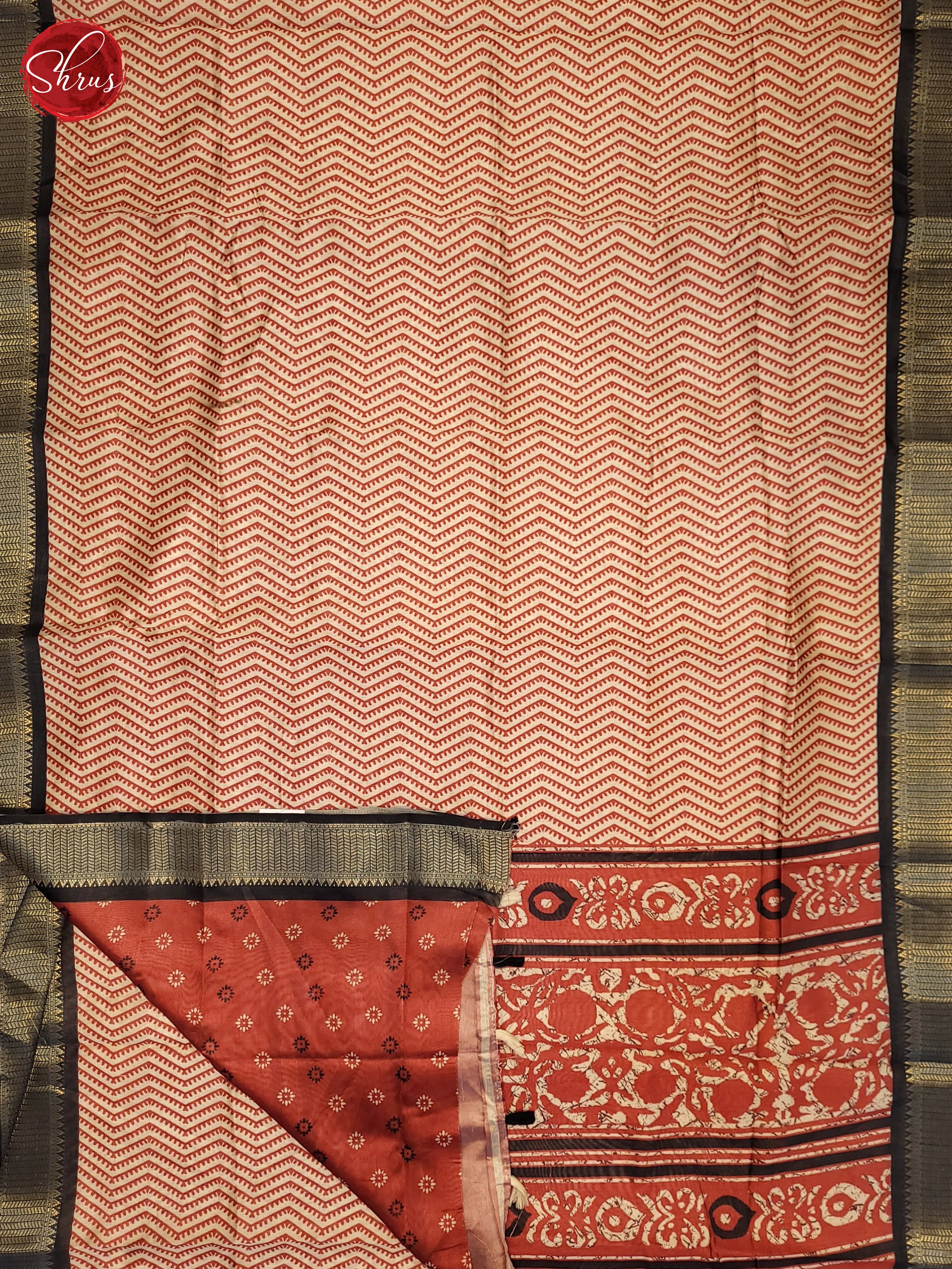 Cream & Red - semi Matka Cotton Saree - Shop on ShrusEternity.com