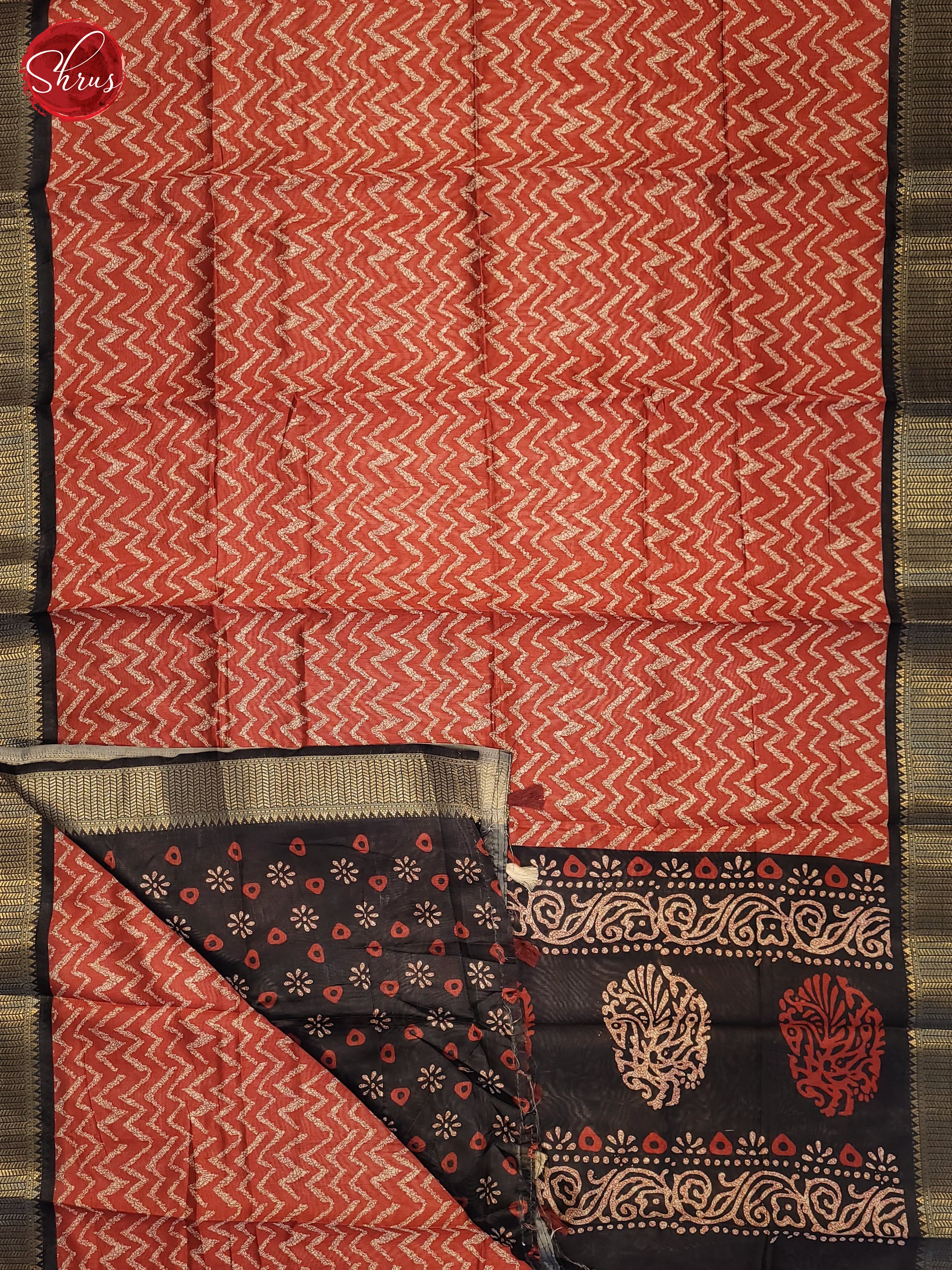 Red & Black - Semi Matka Cotton Saree - Shop on ShrusEternity.com