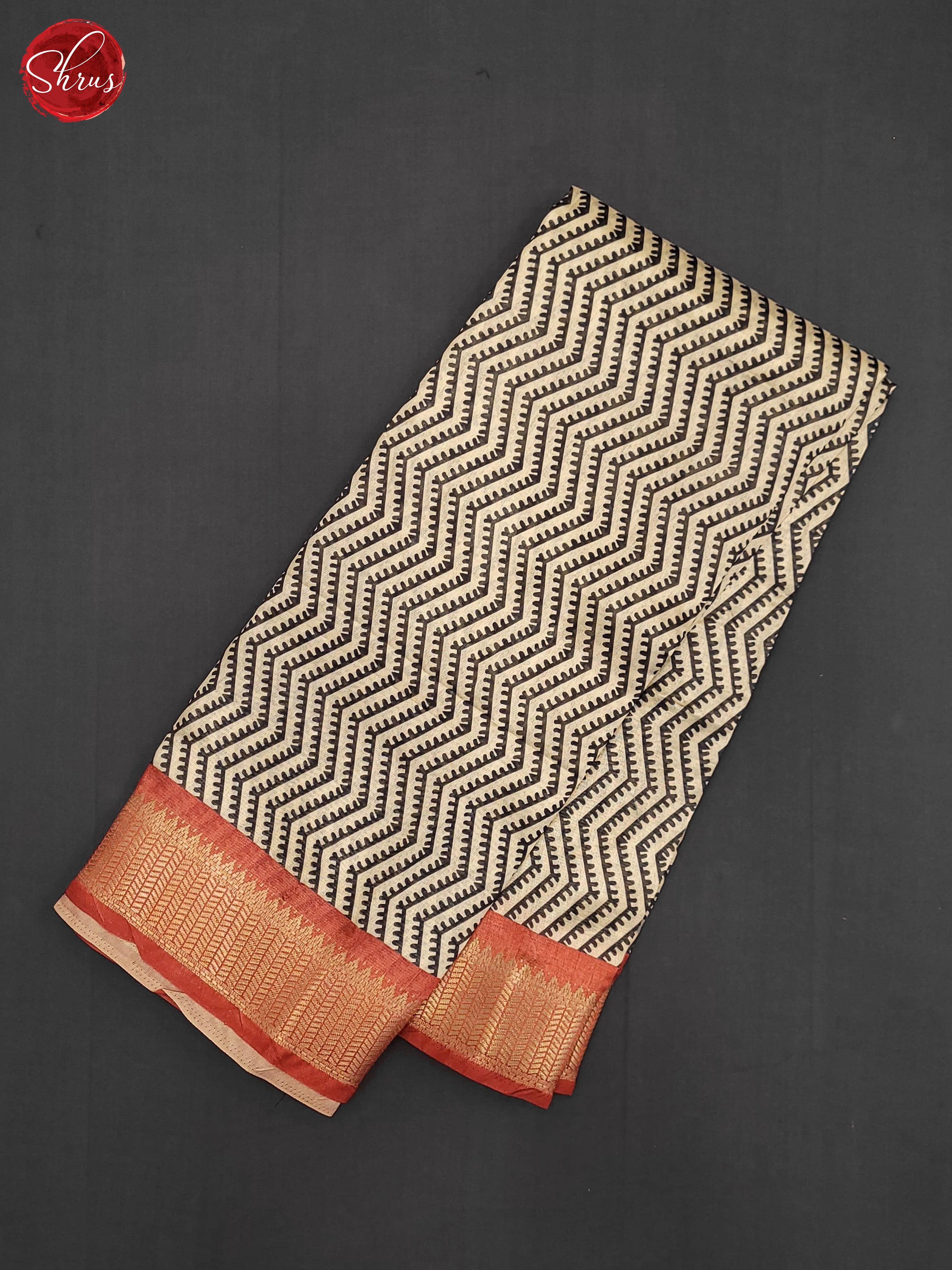 Cream , Black  - semi Matka Cotton Saree - Shop on ShrusEternity.com