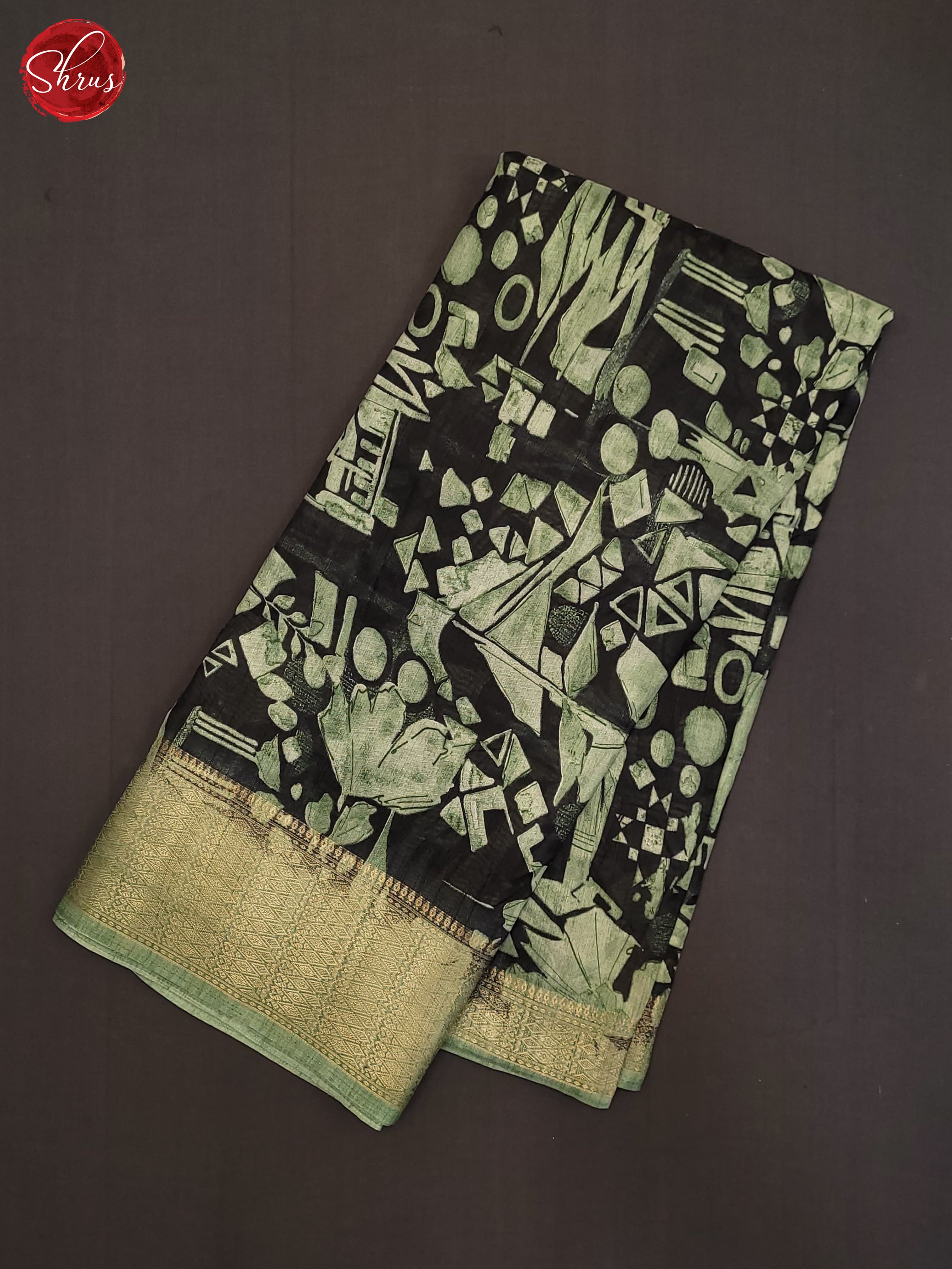 Black & Green- Semi Crepe Saree - Shop on ShrusEternity.com