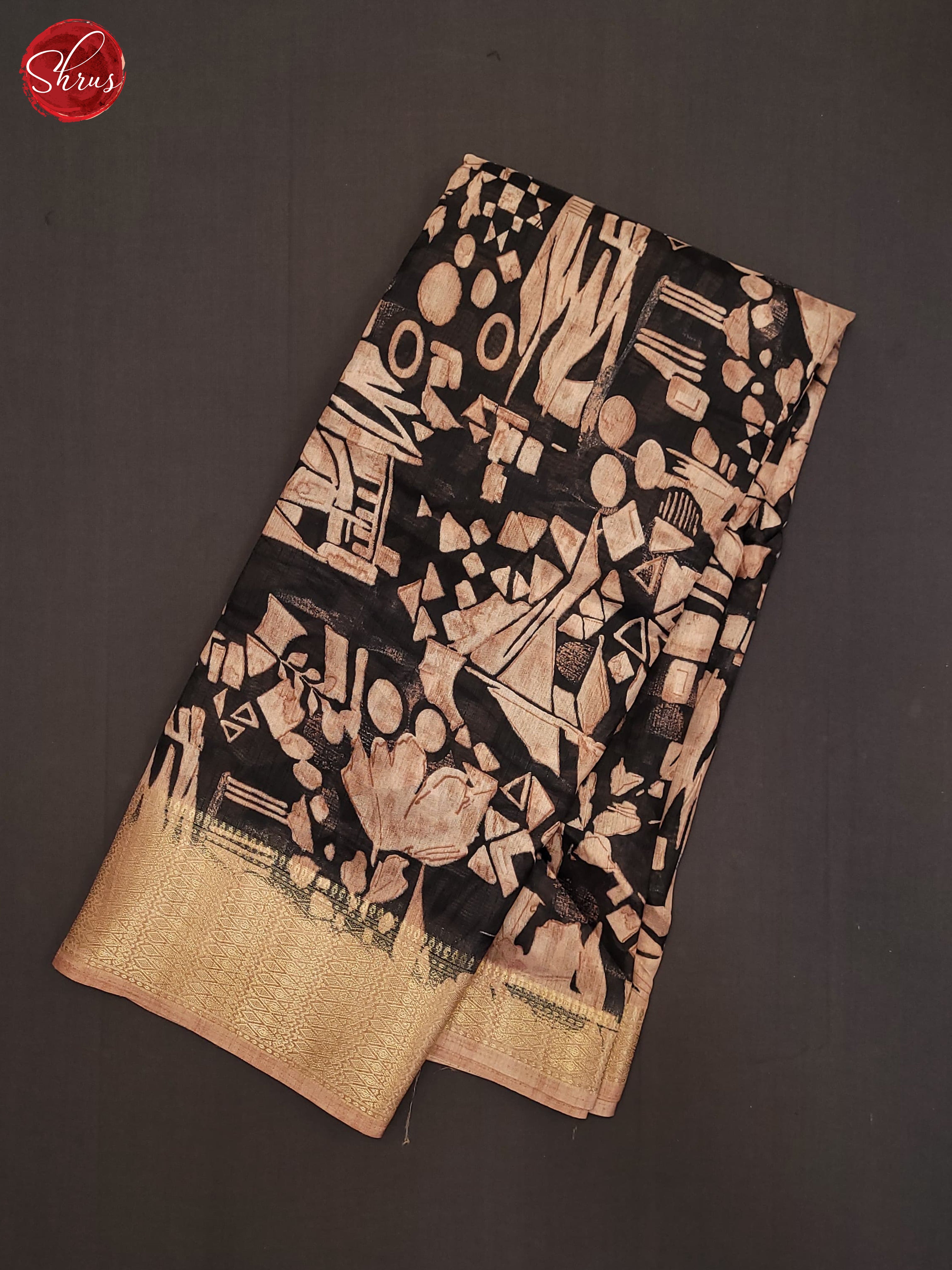 Black & Beige - Semi Crepe Saree - Shop on ShrusEternity.com