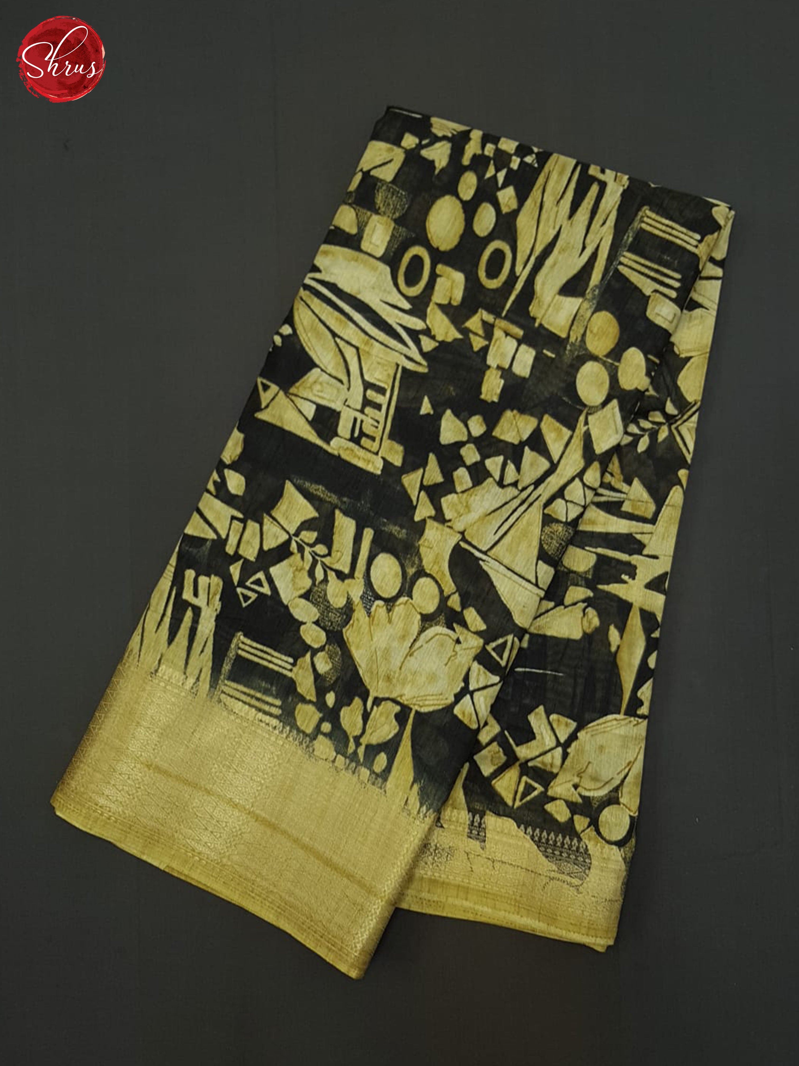 Black & Mustard - Semi Crepe Saree - Shop on ShrusEternity.com