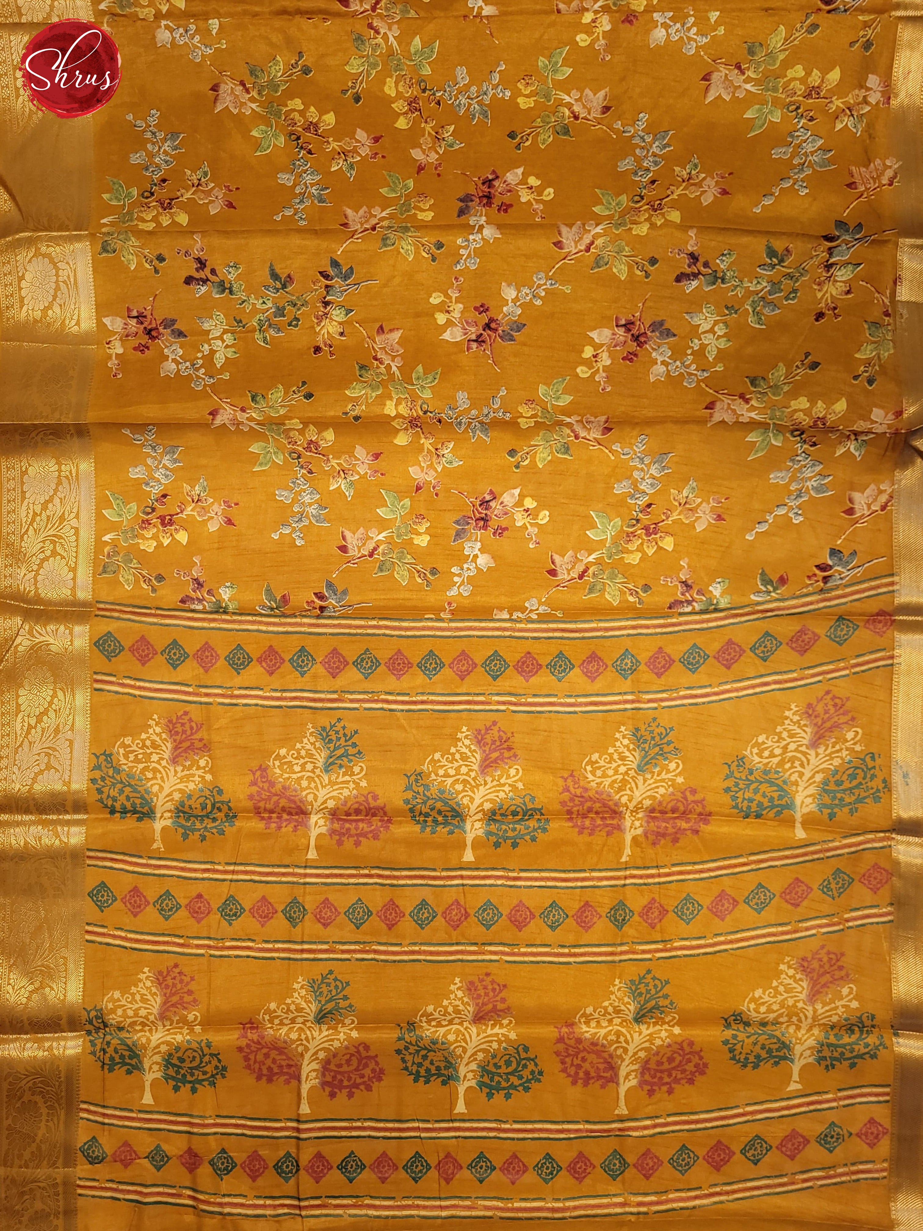 Yellow(Single Tone) - Semi Crepe Saree - Shop on ShrusEternity.com