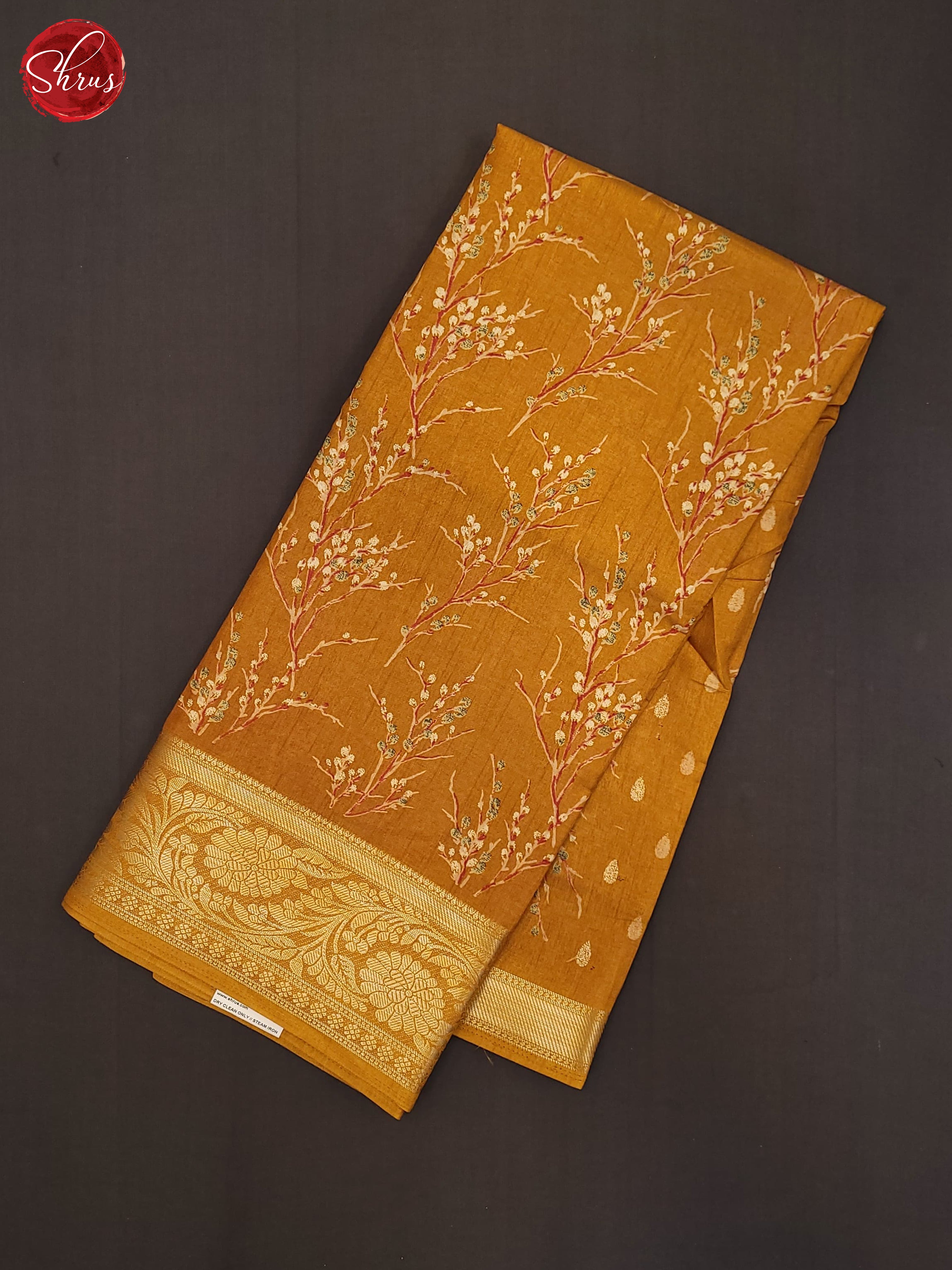 Mustard(Single Tone) - Semi Crepe Saree - Shop on ShrusEternity.com