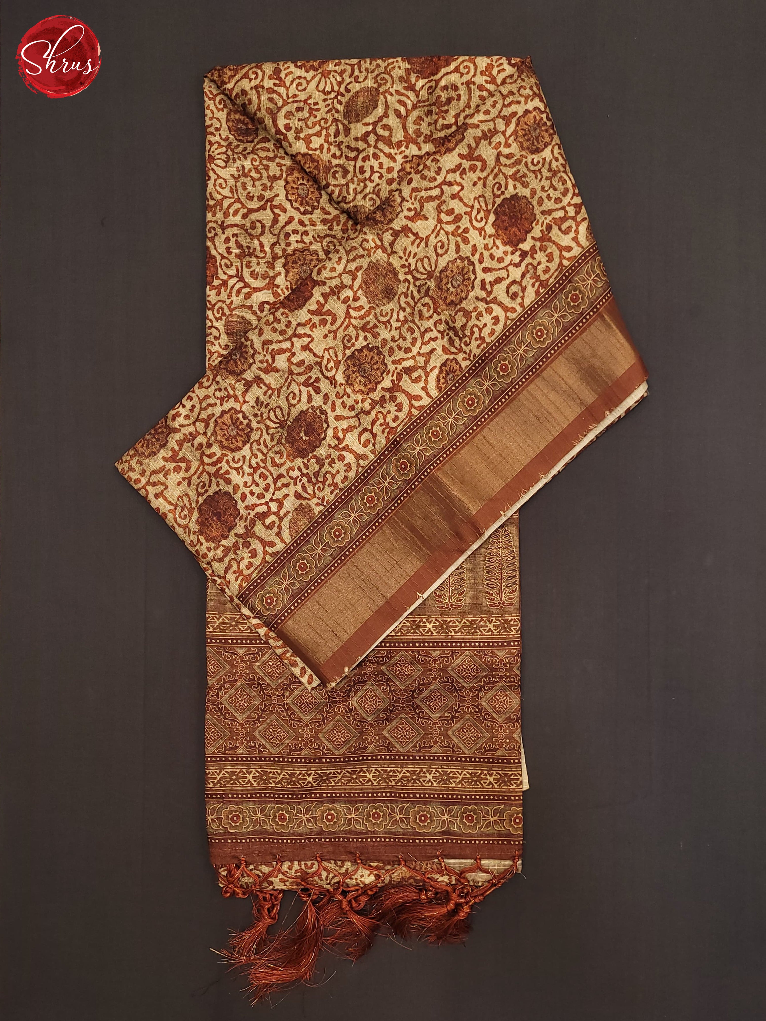 Beige & Brown - Semi Tussar Saree - Shop on ShrusEternity.com