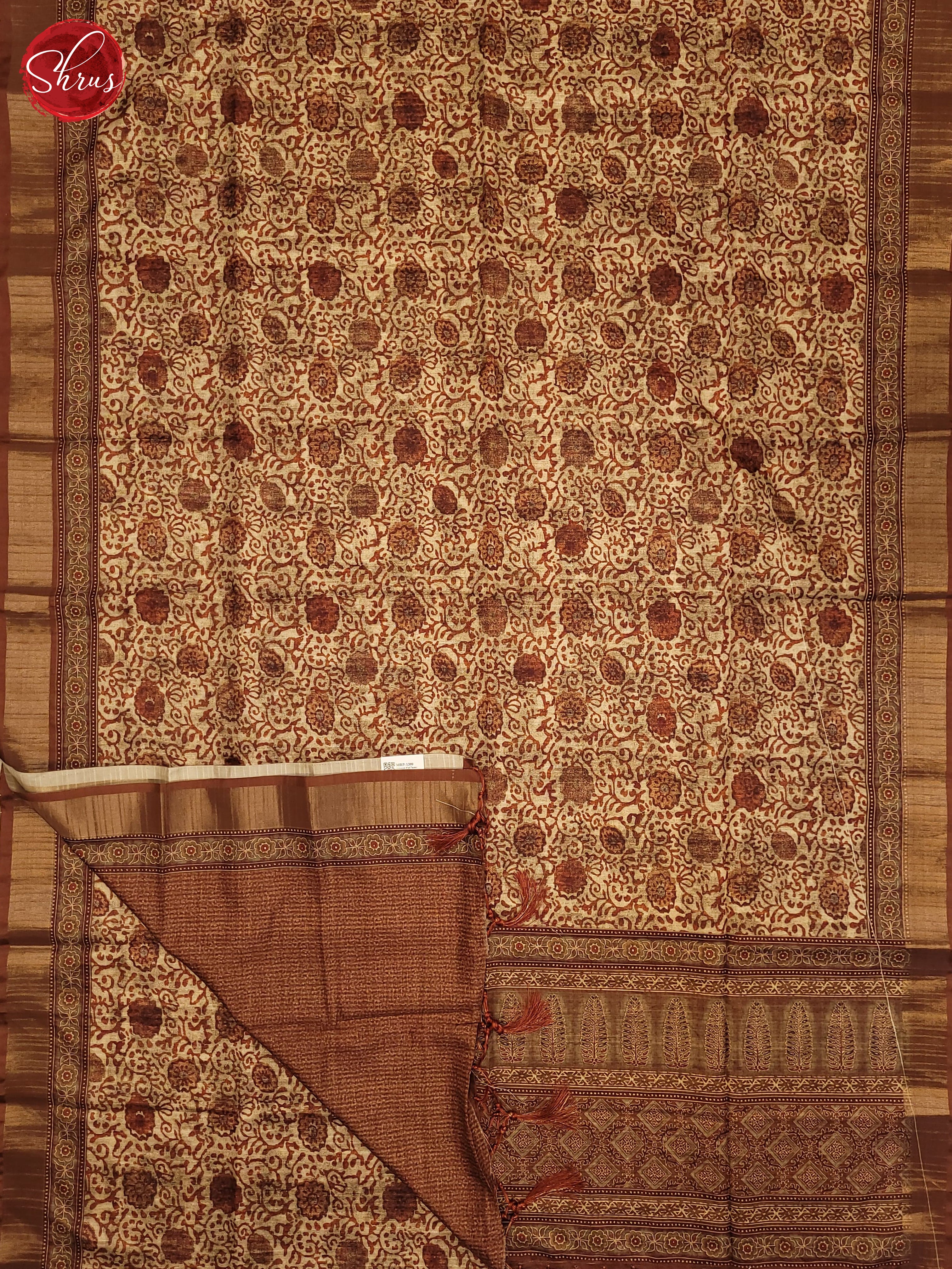 Beige & Brown - Semi Tussar Saree - Shop on ShrusEternity.com