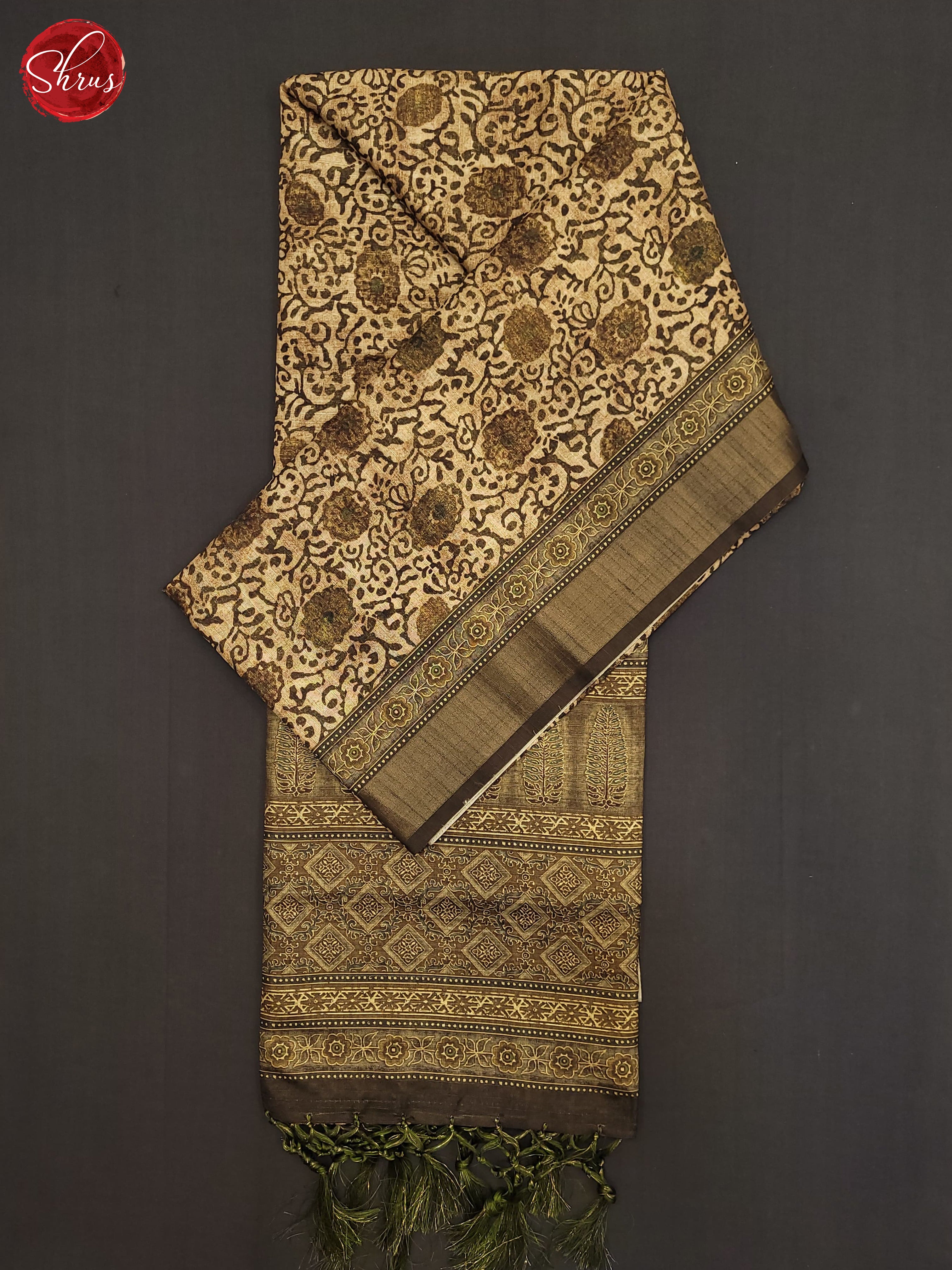 Beige & Elachi Green - Semi Tussar Saree - Shop on ShrusEternity.com