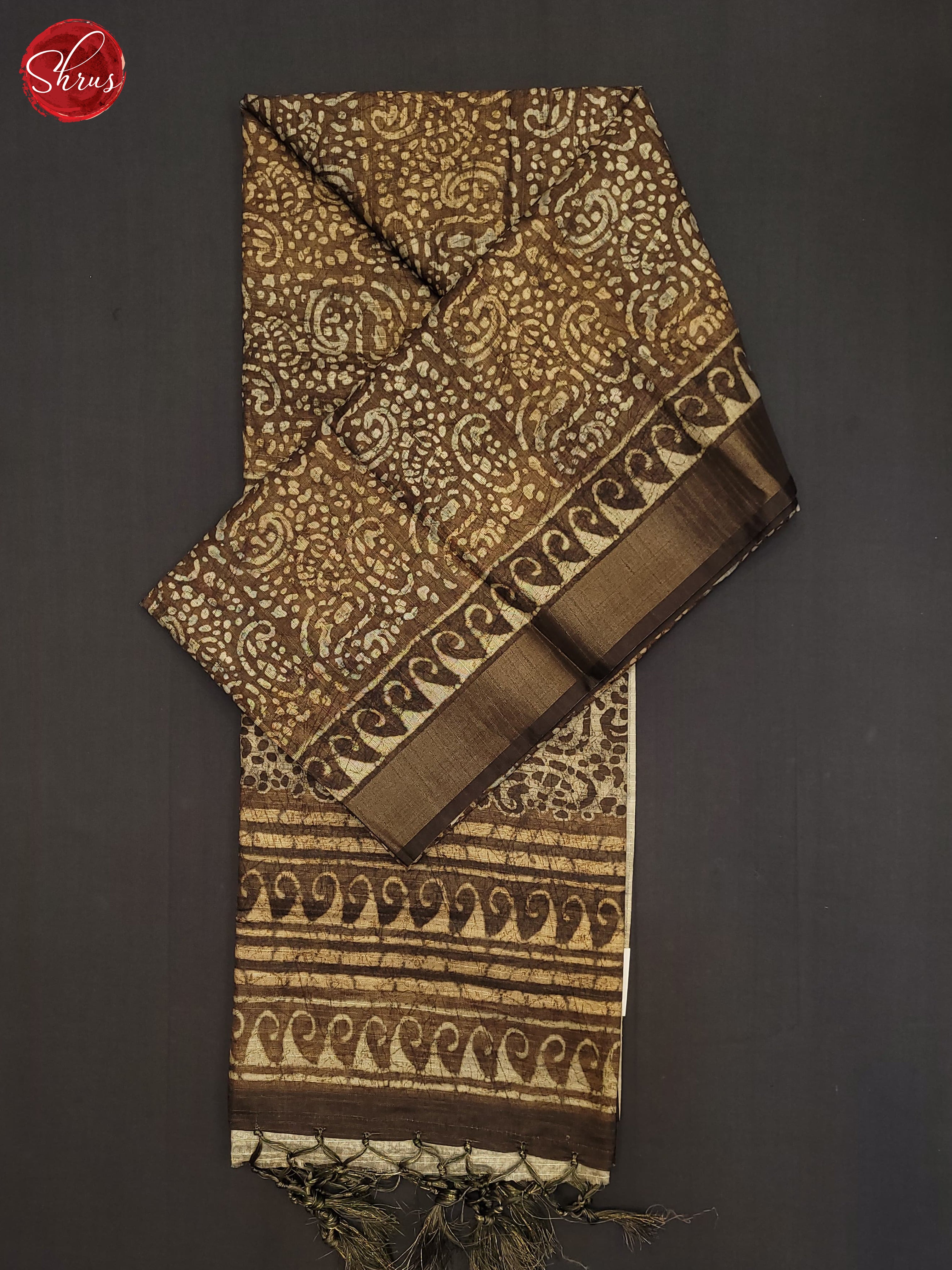 Brown(Single Tone) - Semi Tussar Saree - Shop on ShrusEternity.com