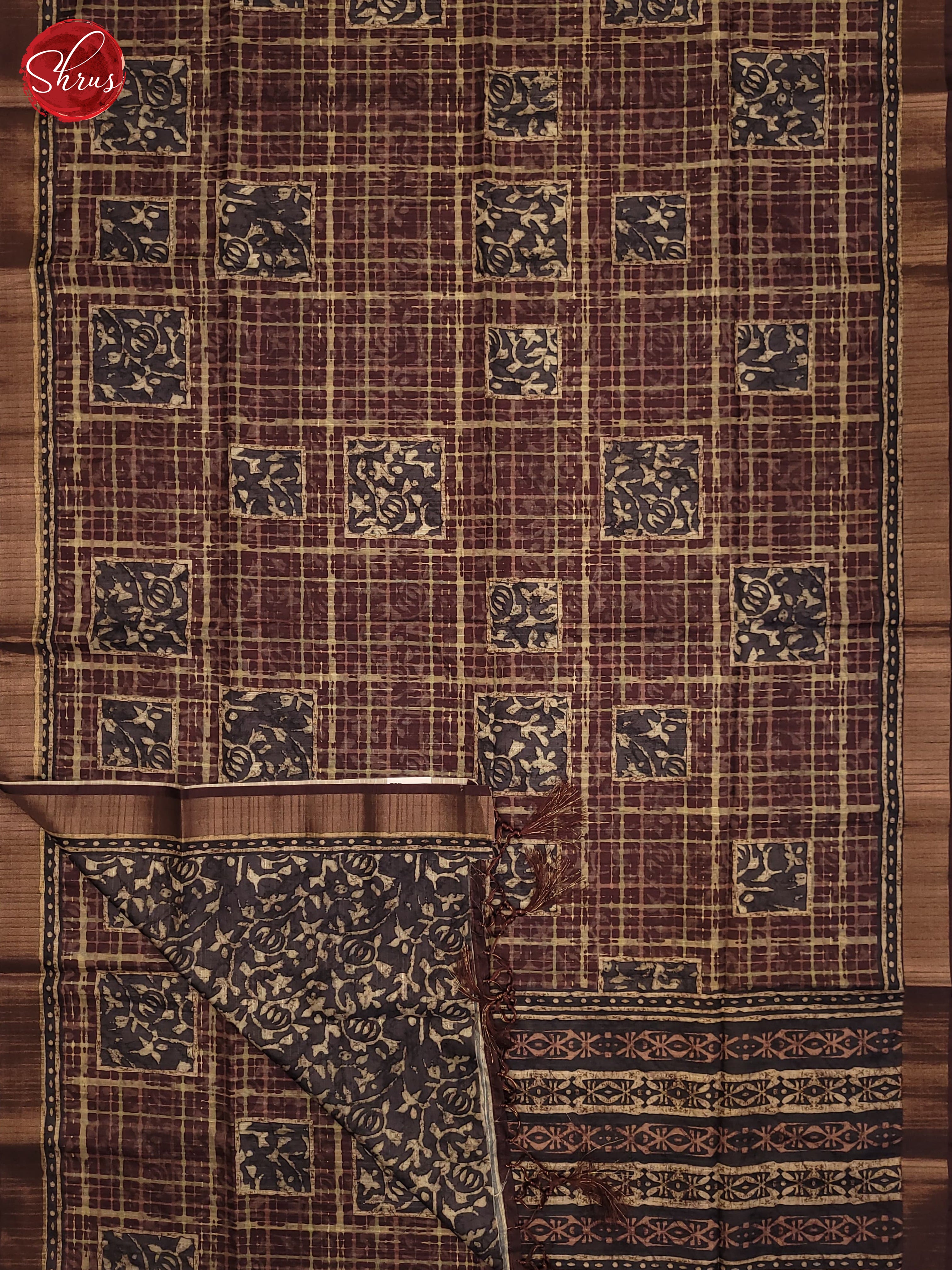 Brown(Single Tone)- Semi Tussar Saree - Shop on ShrusEternity.com