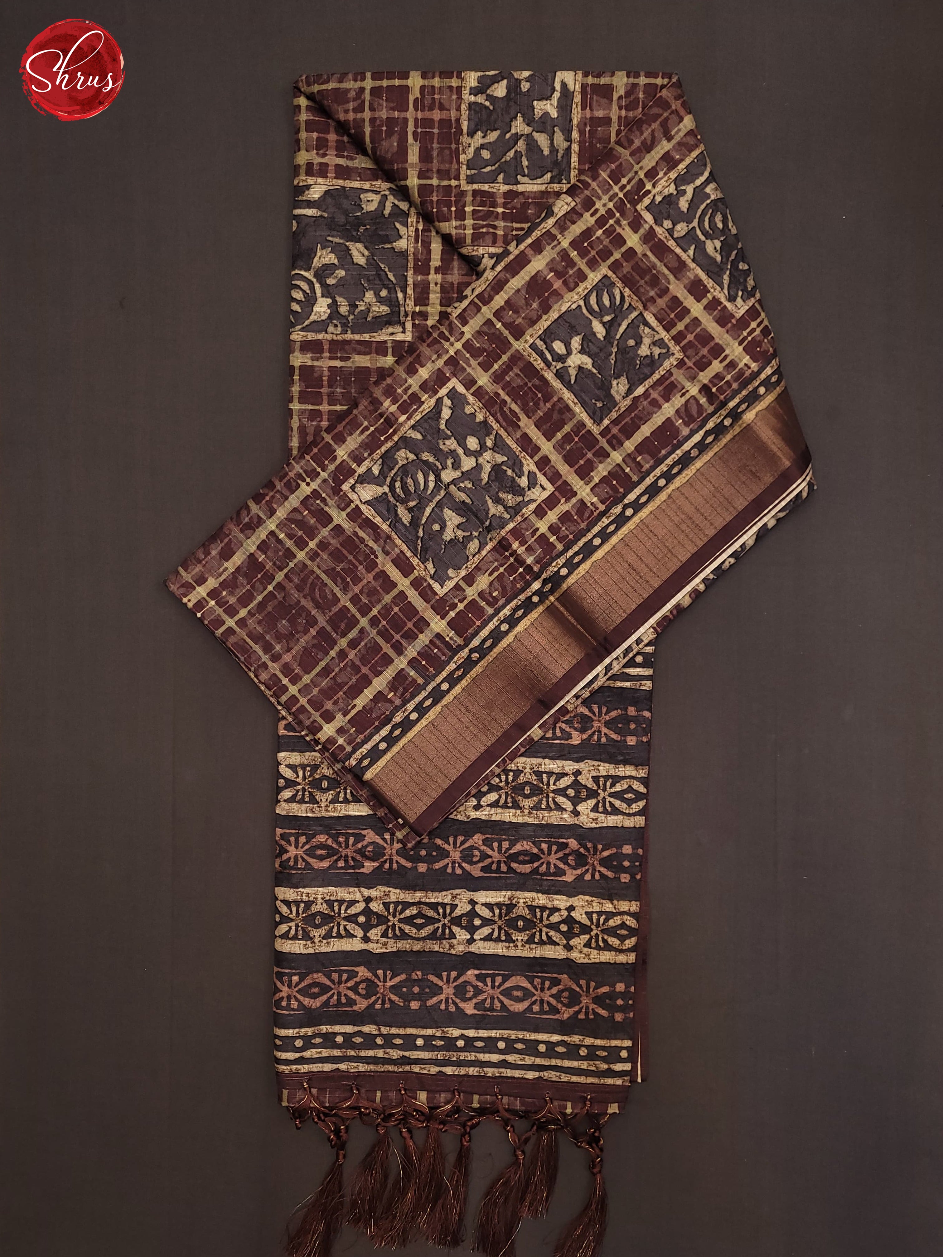 Brown(Single Tone)- Semi Tussar Saree - Shop on ShrusEternity.com